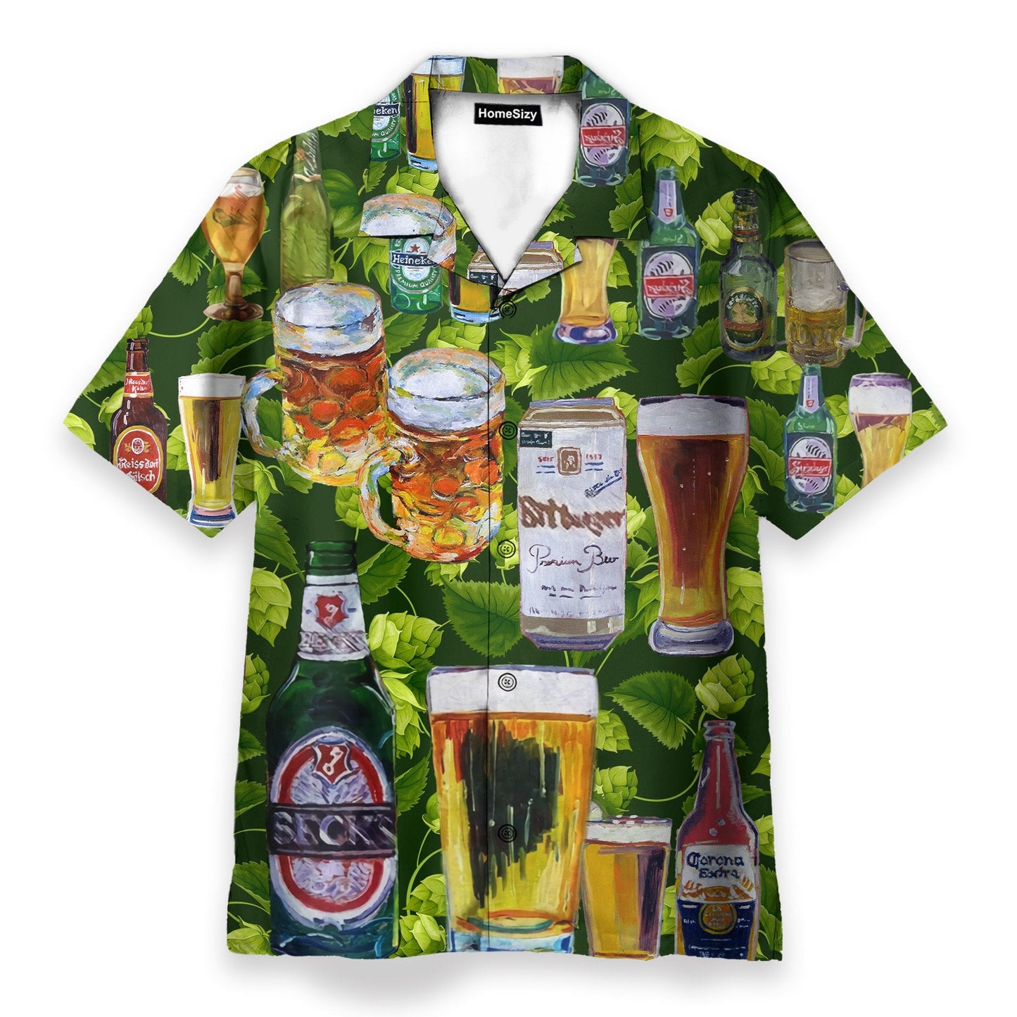 Beer Fesstival In Tropical Green Leaves - Hawaiian Shirt