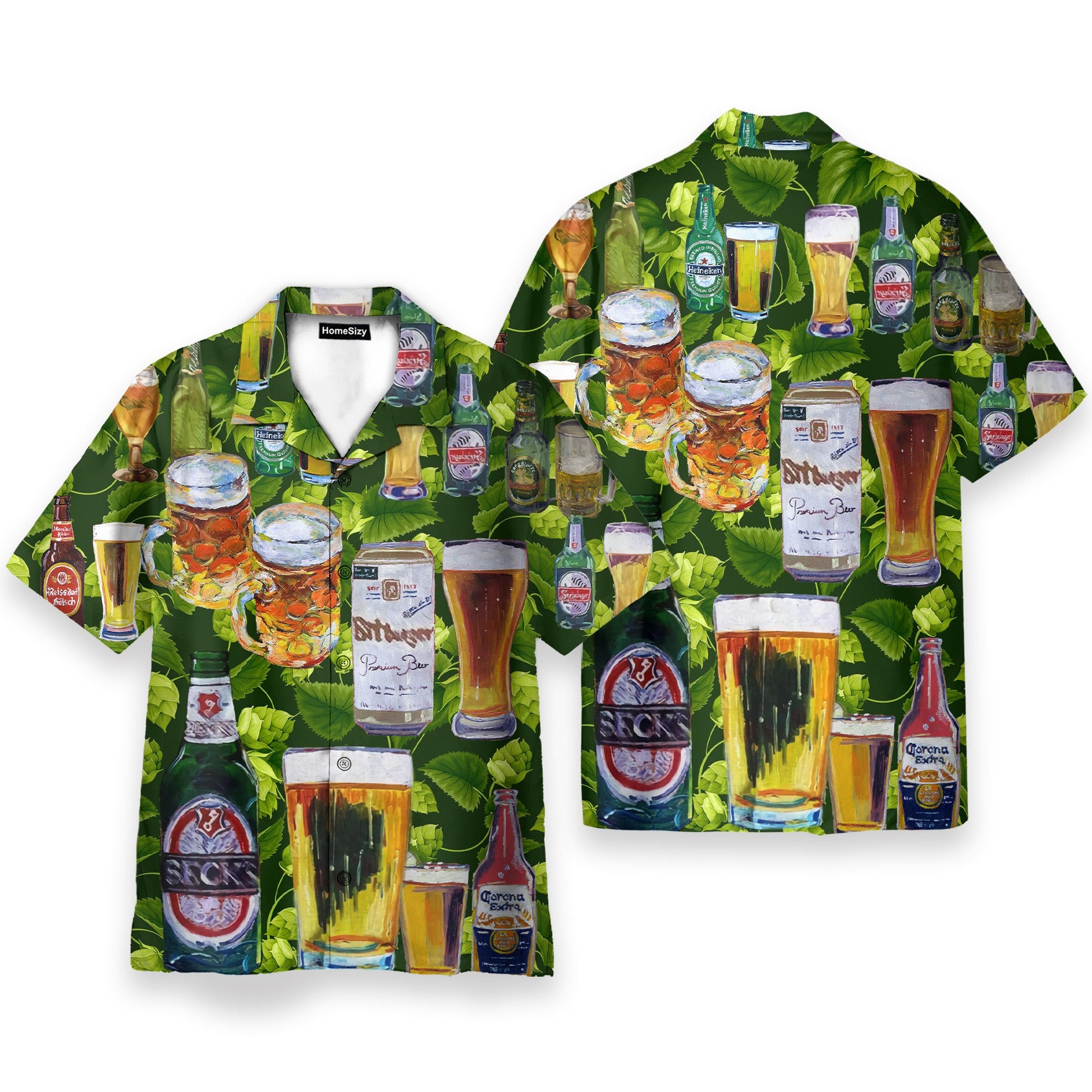 Beer Fesstival In Tropical Green Leaves - Hawaiian Shirt