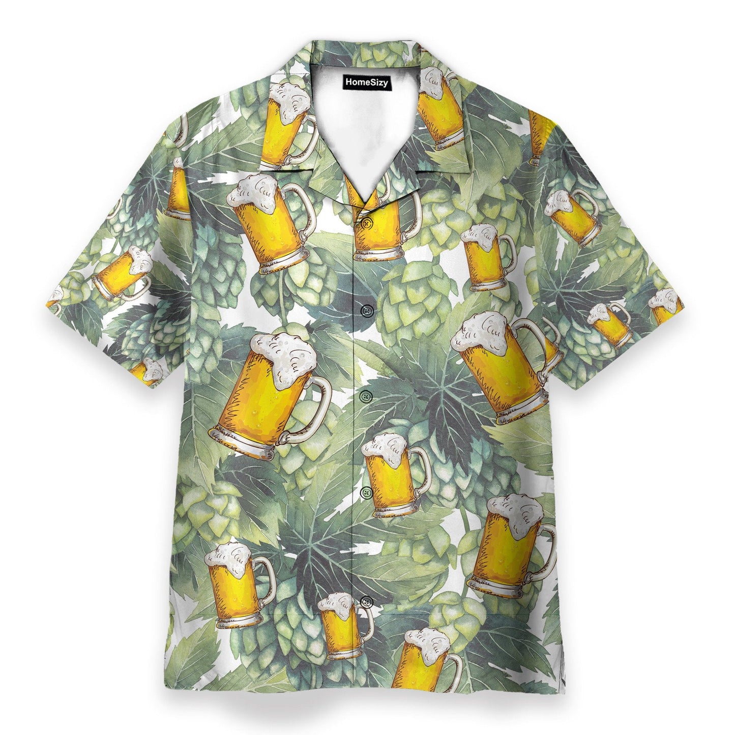 Hops And Craft Beer In Tropical Green Leaves - Hawaiian Shirt & Beach Shorts