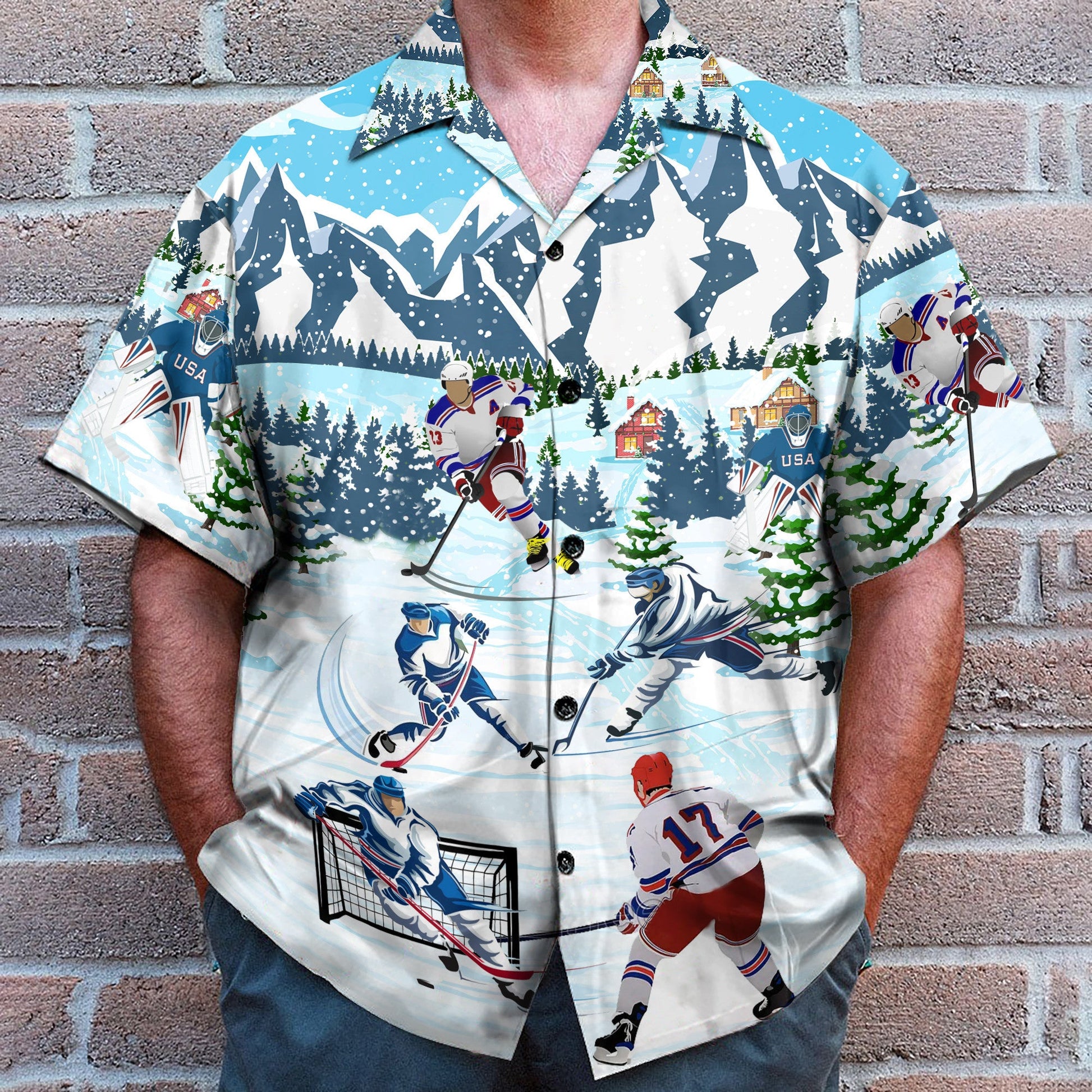 Christmas Let's Play Hockey - Hawaiian Shirt