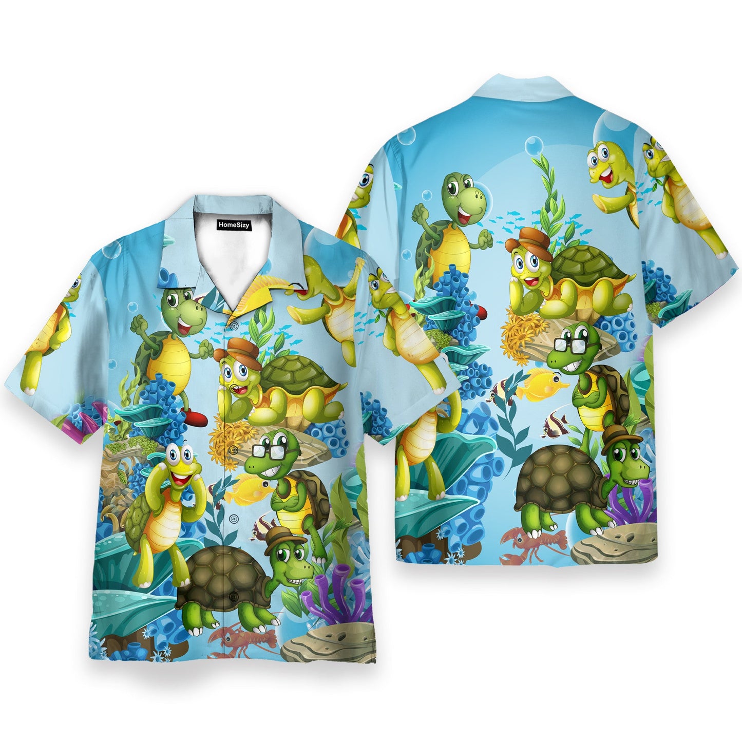 Funny Turtle Family In Ocean - Hawaiian Shirt