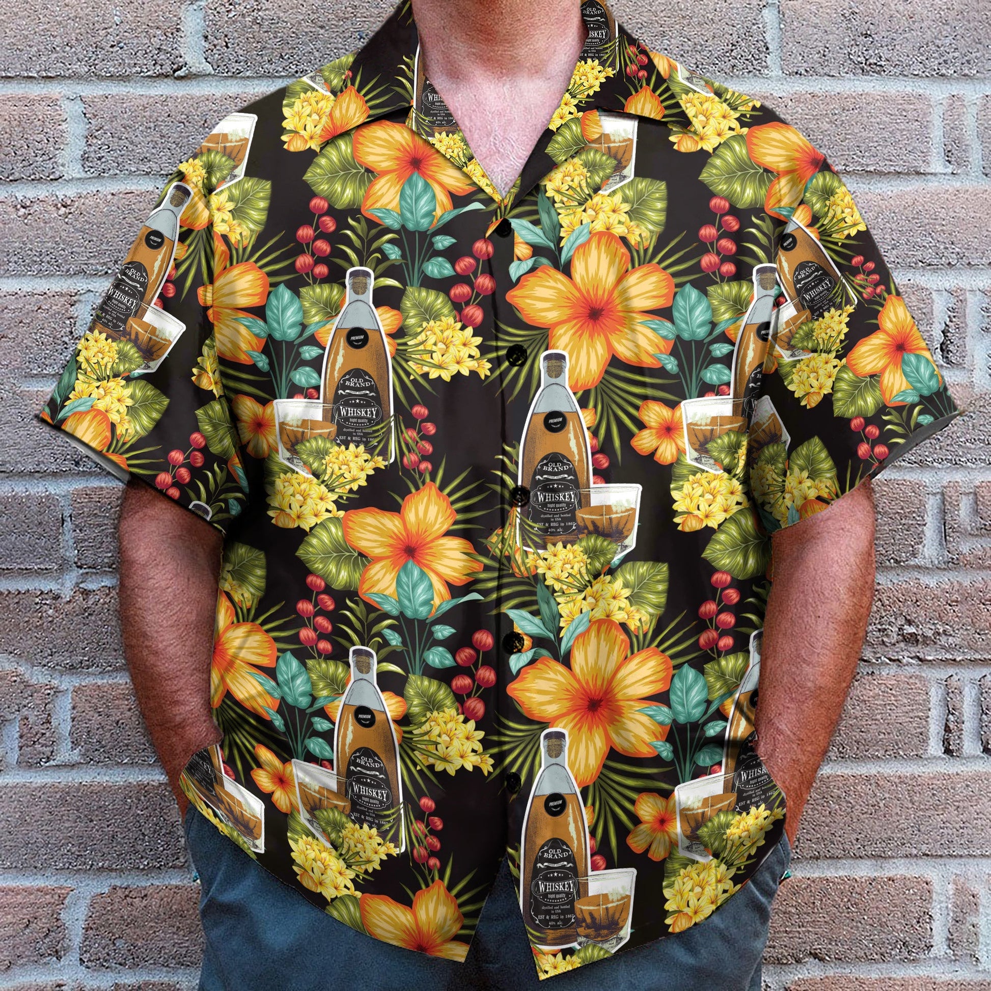 Paradies Whisky Party Tropical Flowers Pattern - Hawaiian Shirt & Beach Shorts