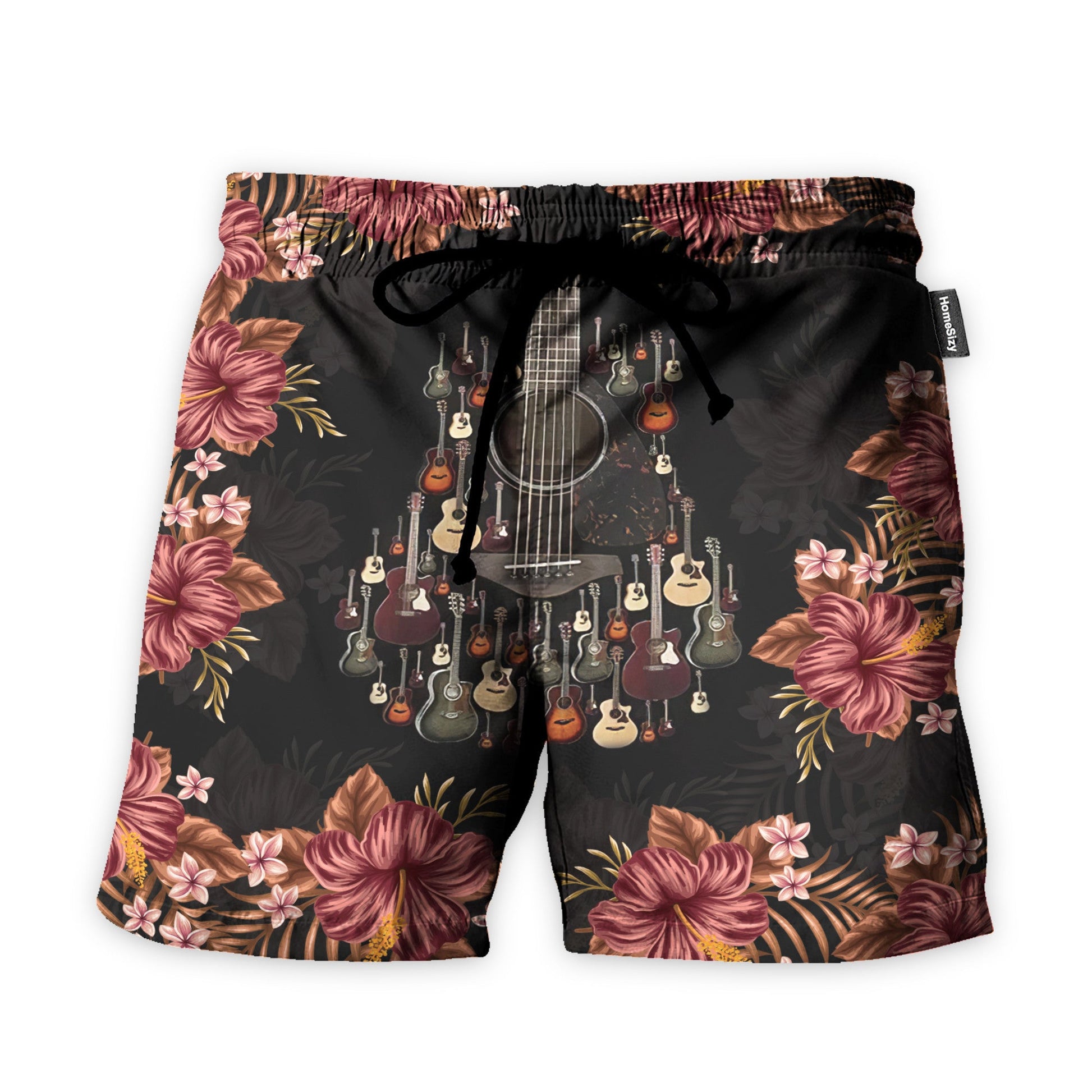 Acoustic Guitar Tropical Flowers - Hawaiian Shirt