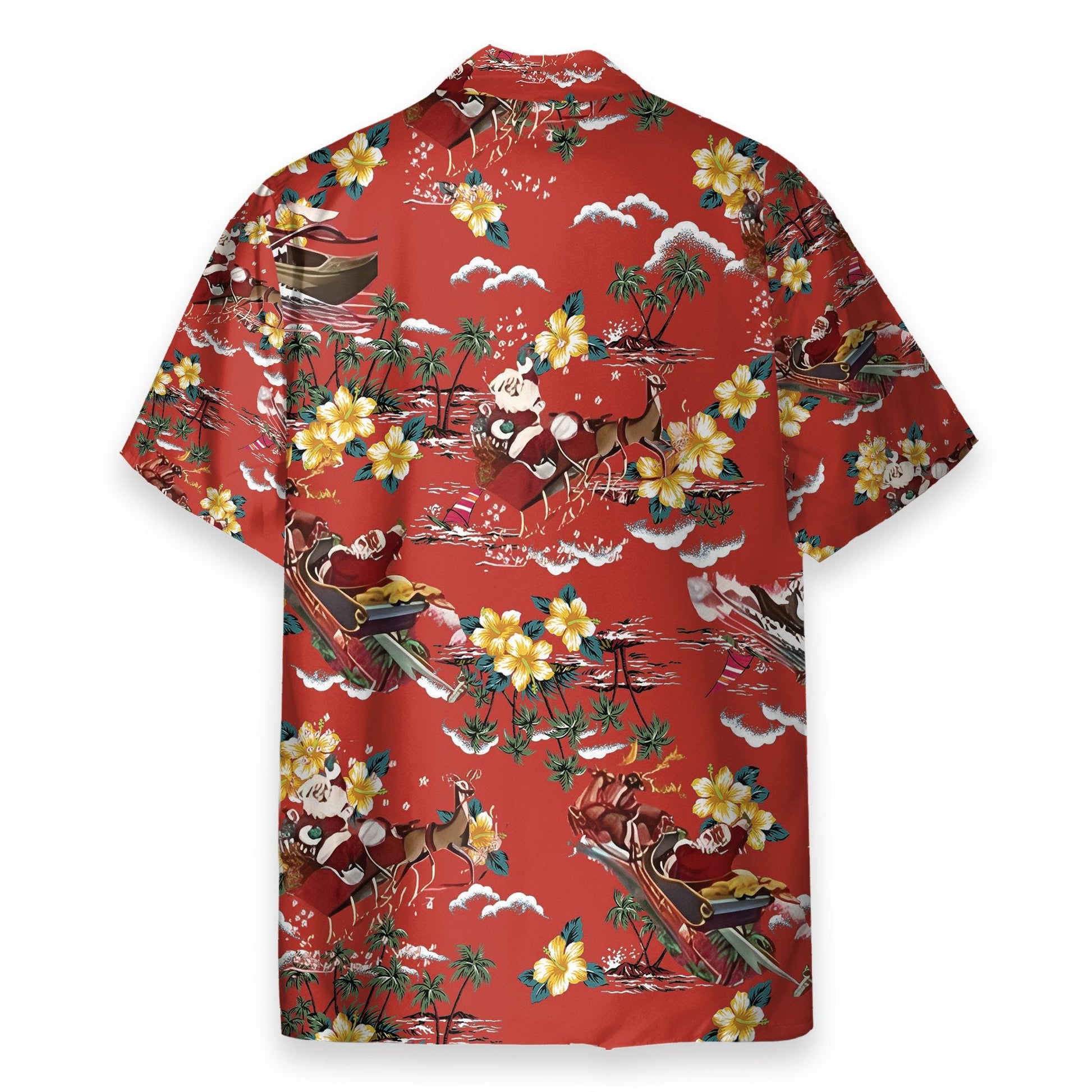 Christmas Santa Men's Button's Up Shirts - Hawaiian Shirt & Beach Shorts