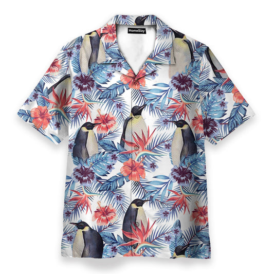 Penguin Tropical Leaves Pattern - Hawaiian Shirt