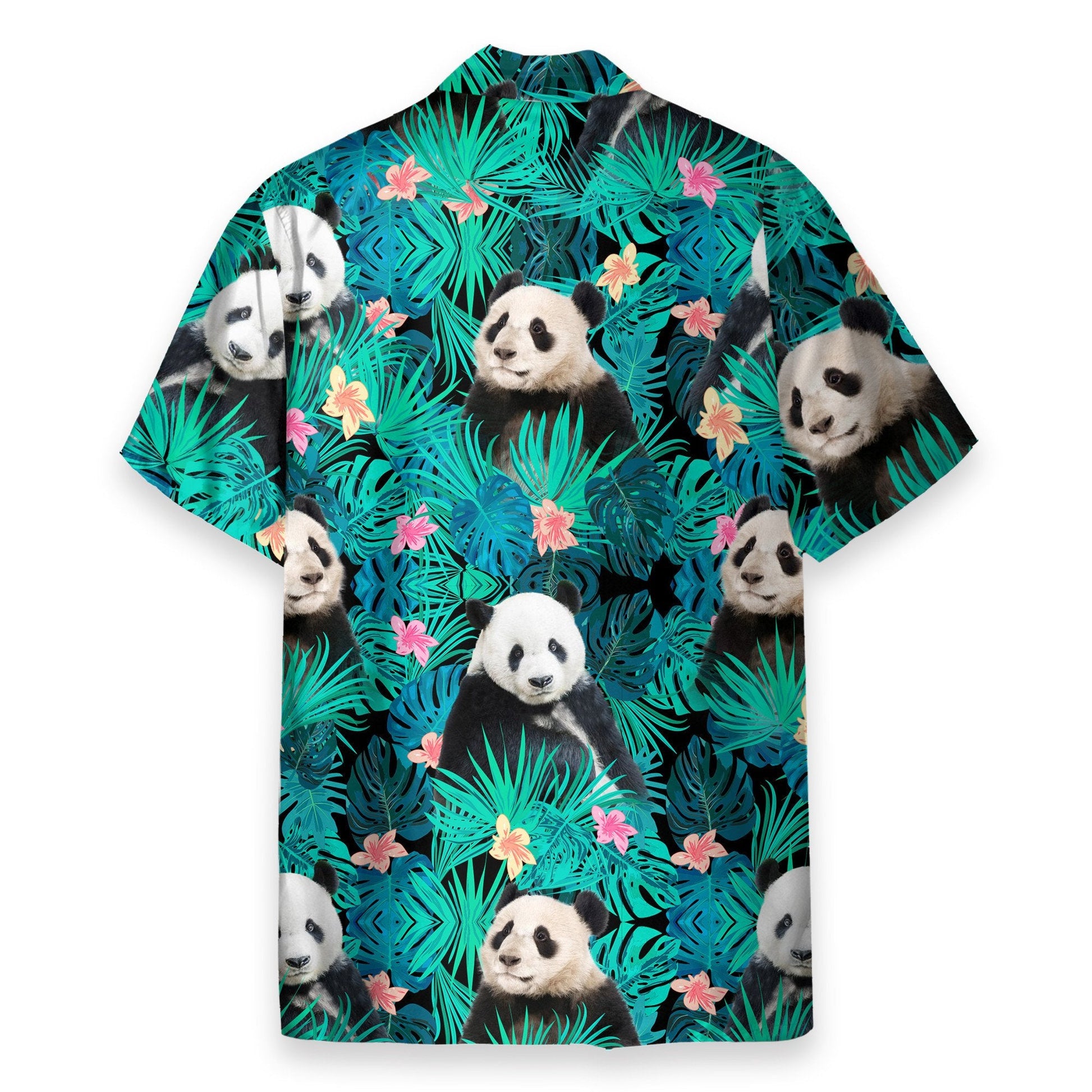 Panda In Tropical Green Leaves - Hawaiian Shirt