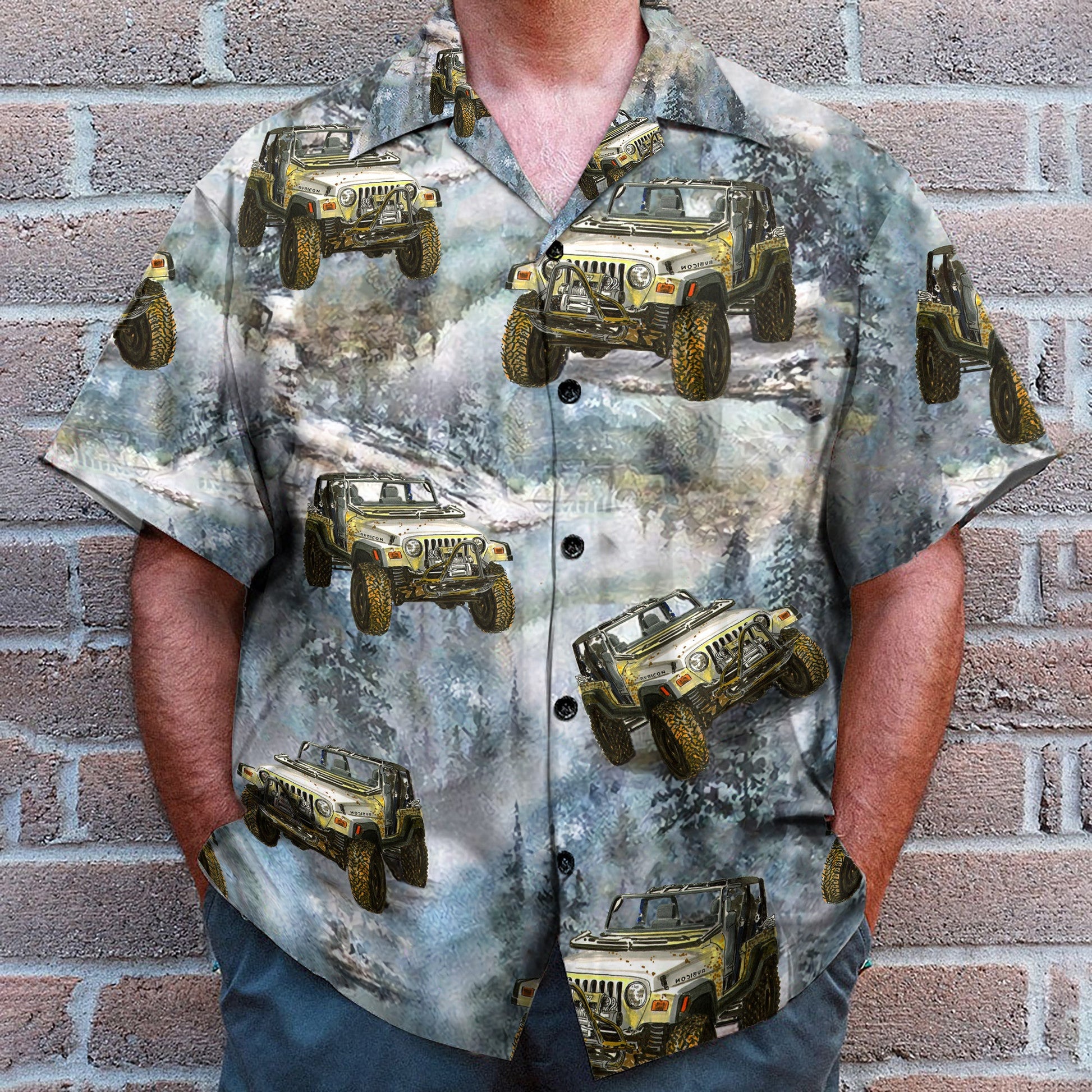 Jeep Cars In The Forest - Hawaiian Shirt