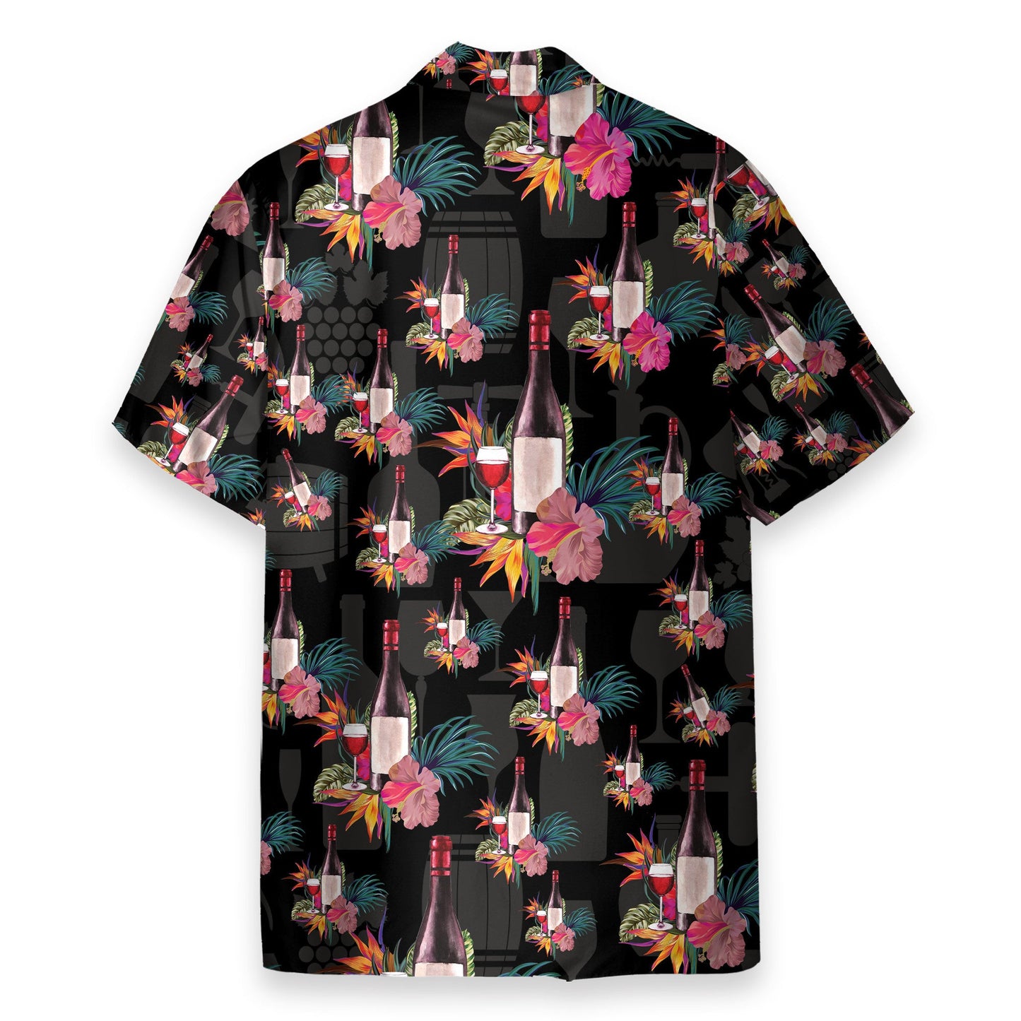 Grape Wine Bottle With Flower Tropical Jungle Pattern - Hawaiian Shirt