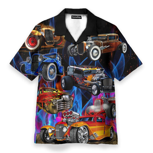 Hot Rod Cars Men's Button's Up Shirts - Hawaiian Shirt