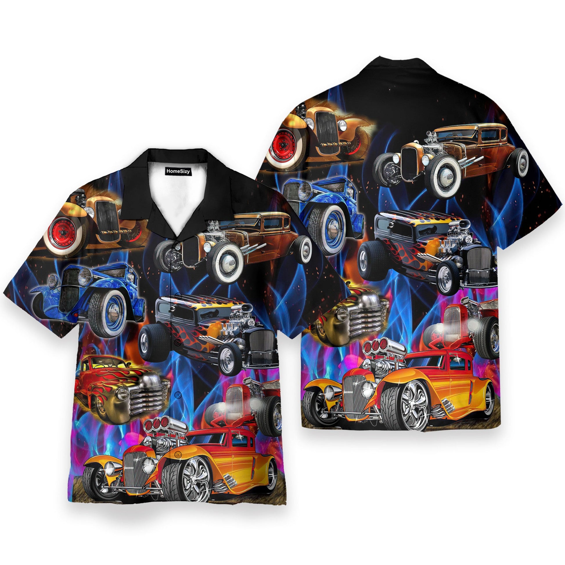 Hot Rod Cars Men's Button's Up Shirts - Hawaiian Shirt