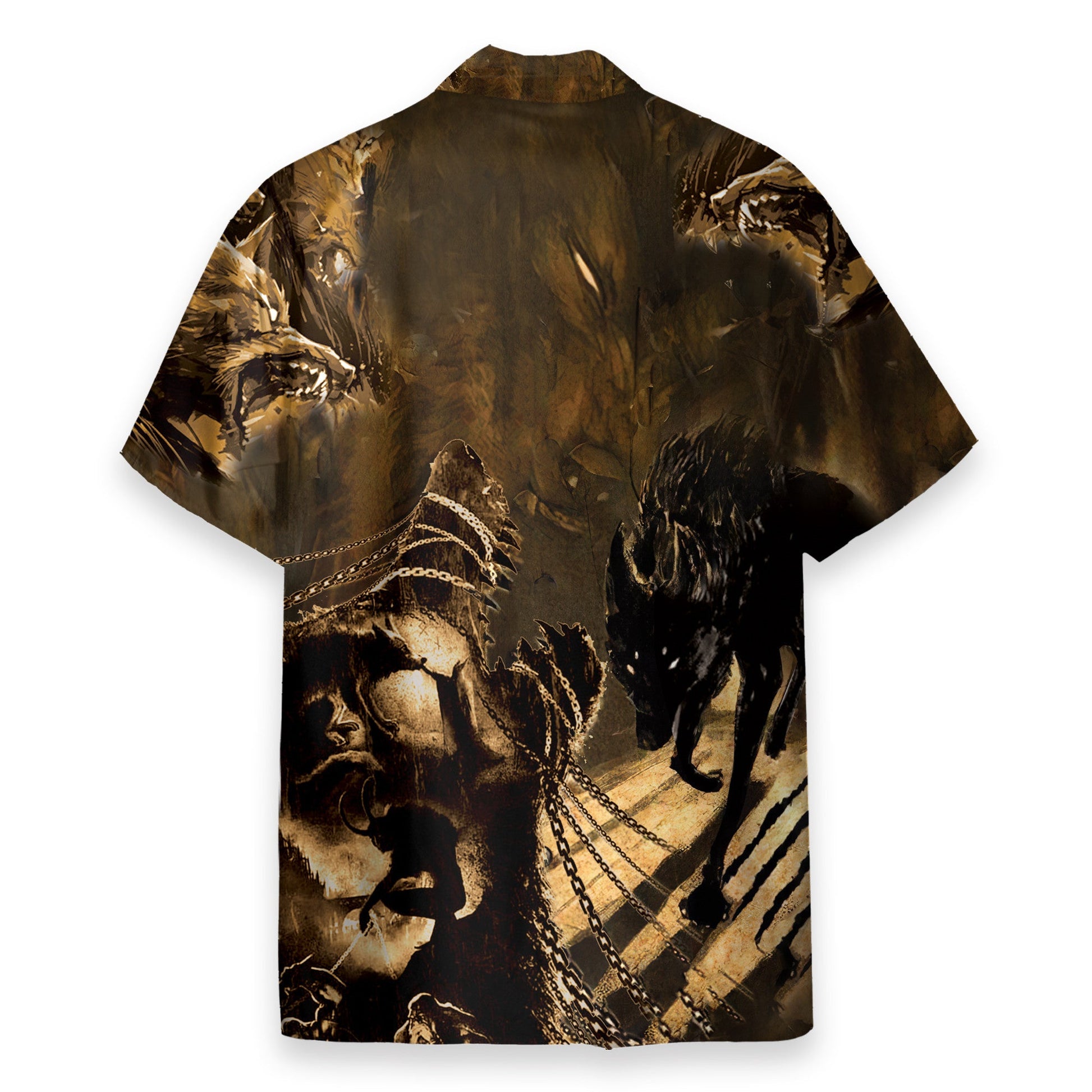 Scary Black Wolf Men's Button's Up Shirts - Hawaiian Shirt