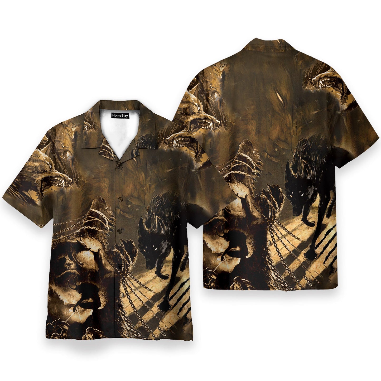 Scary Black Wolf Men's Button's Up Shirts - Hawaiian Shirt