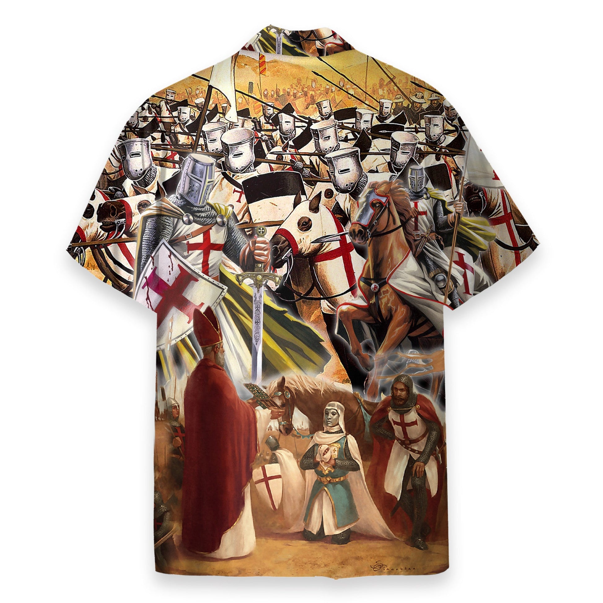 Templar Knight Men's Button's Up Shirts - Hawaiian Shirt