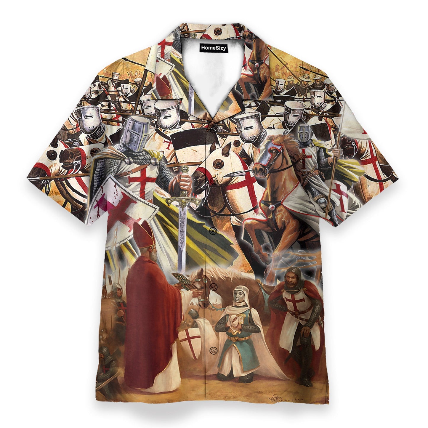 Templar Knight Men's Button's Up Shirts - Hawaiian Shirt