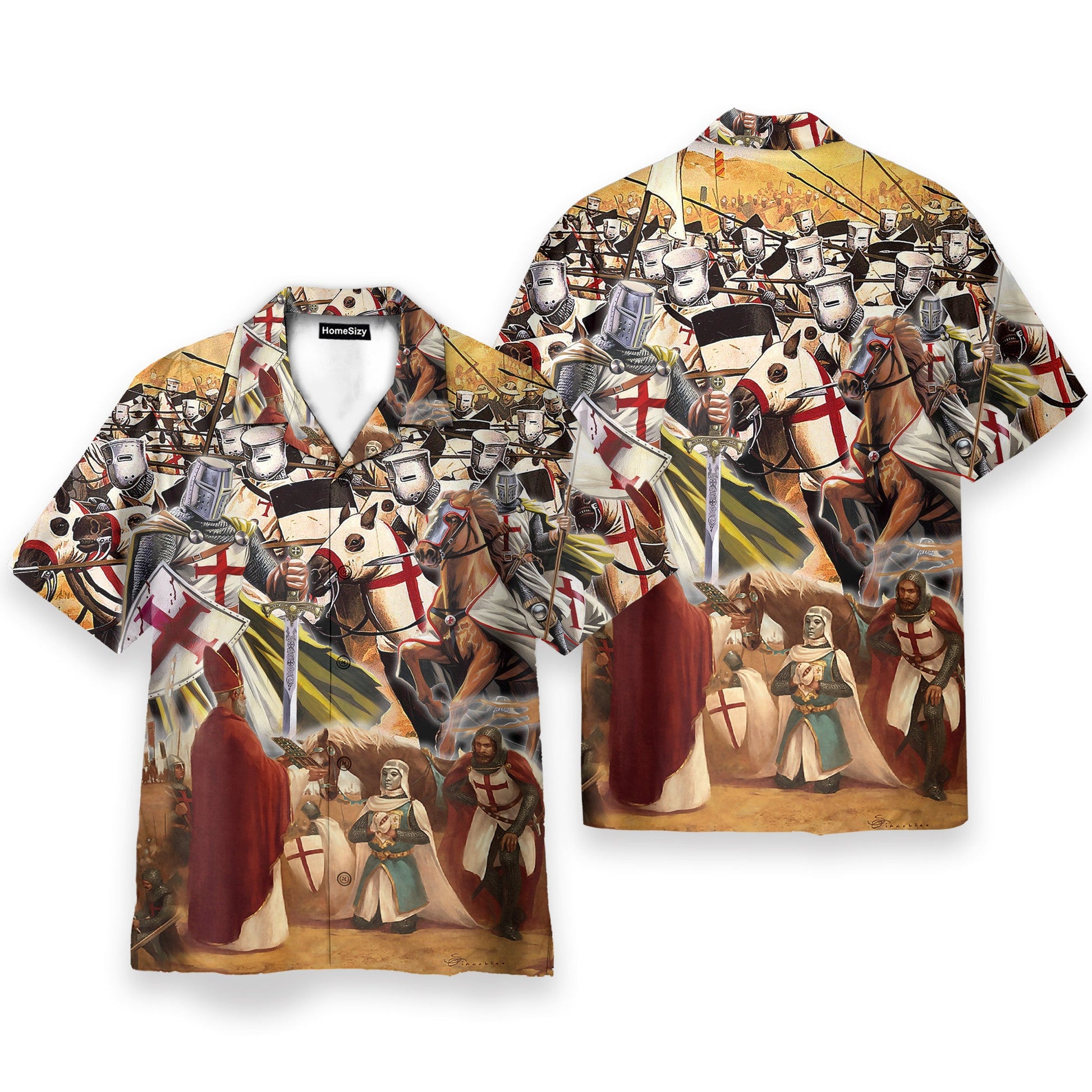 Templar Knight Men's Button's Up Shirts - Hawaiian Shirt