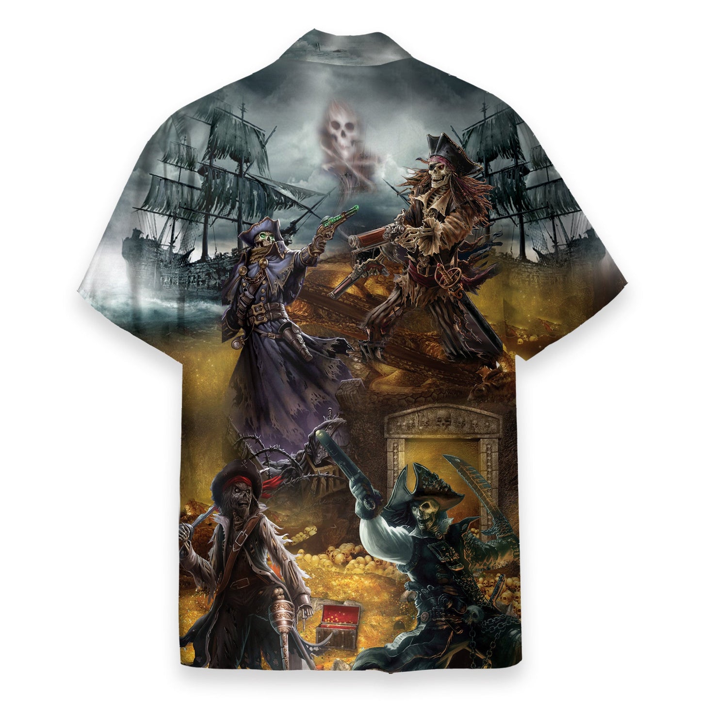 Pirate Skull Fighting For Treasure - Hawaiian Shirt