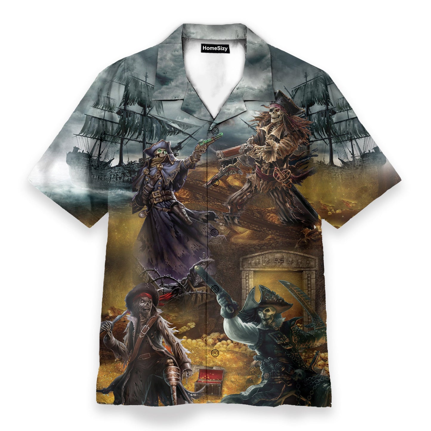 Pirate Skull Fighting For Treasure - Hawaiian Shirt