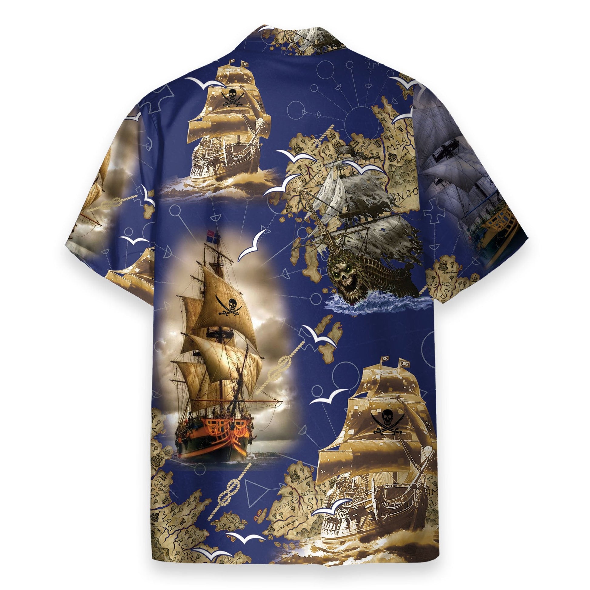 Pirate Boat Men's Button's Up Shirts - Hawaiian Shirt