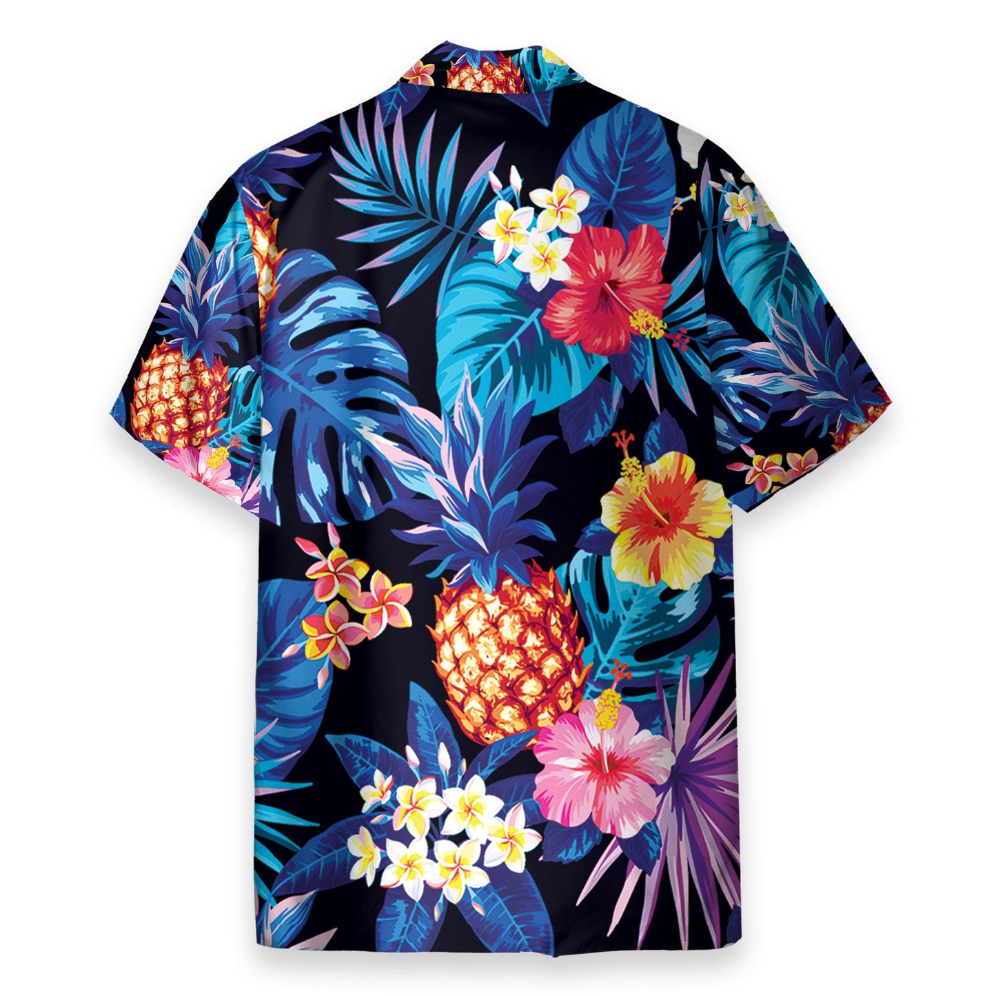 Neon Pineapple With Tropical Flowers - Hawaiian Shirt