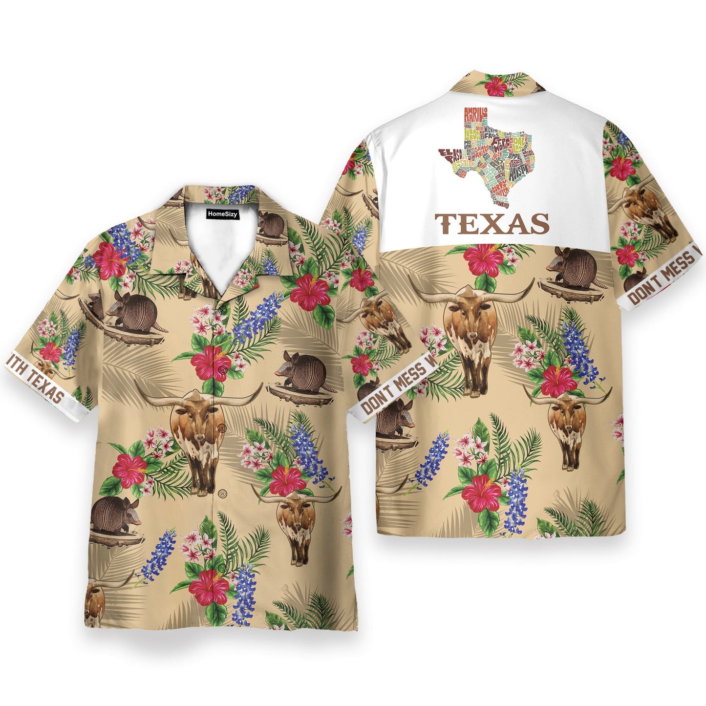 Tribal Armadillo And Longhorn Texas Pattern - Hawaiian Shirt & Beach Shorts