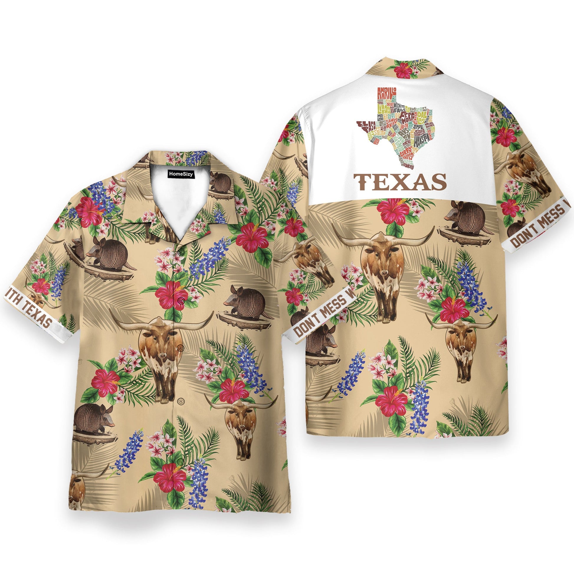Tribal Armadillo And Longhorn Texas Pattern - Hawaiian Shirt & Beach Shorts