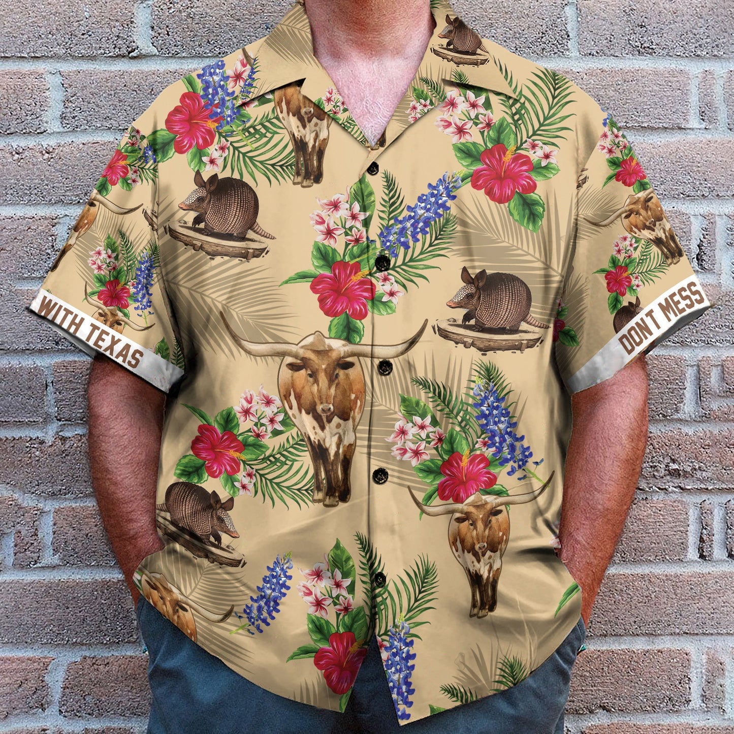 Tribal Armadillo And Longhorn Texas Pattern - Hawaiian Shirt & Beach Shorts