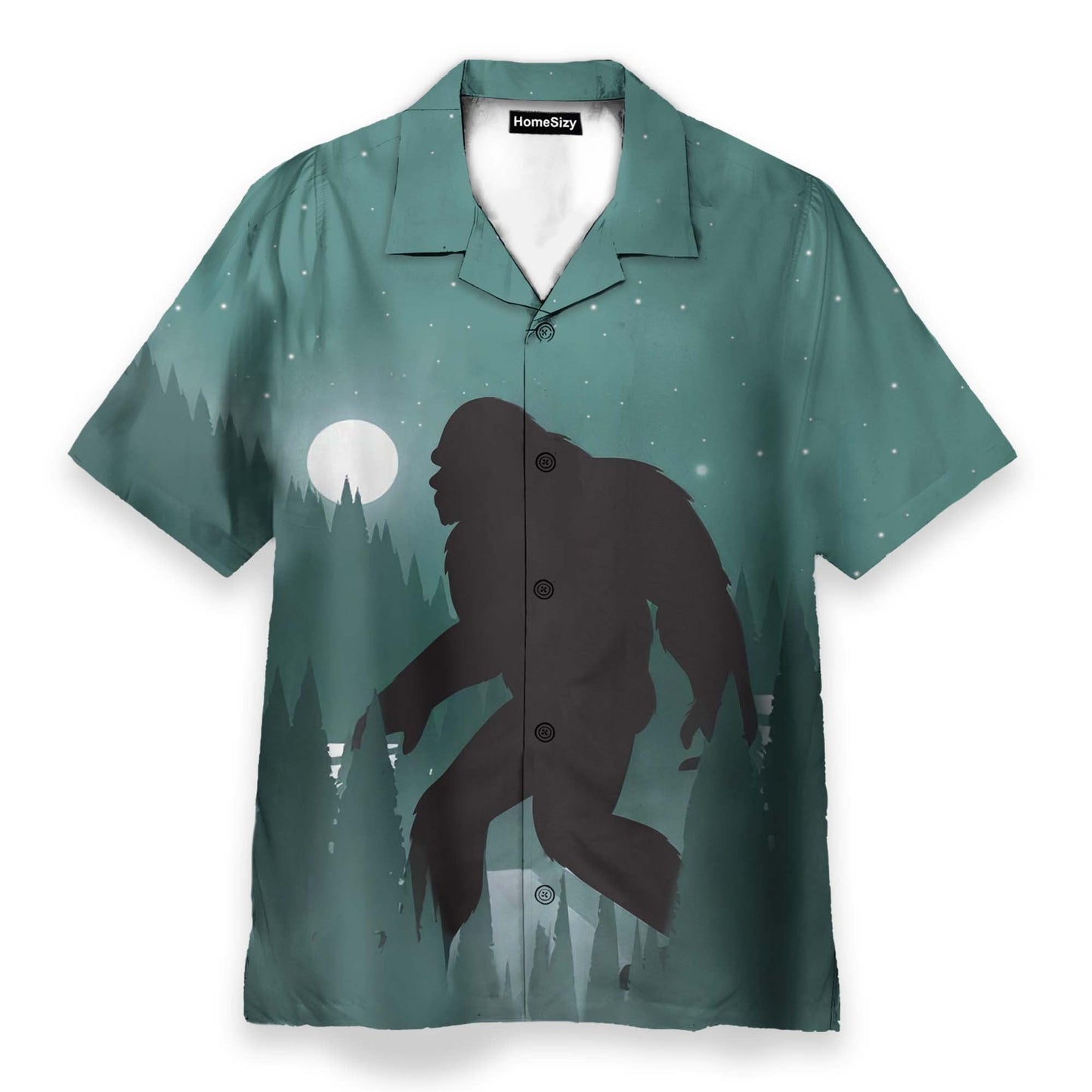 Bigfoot In Night Men's Button's Up Shirts - Hawaiian Shirt