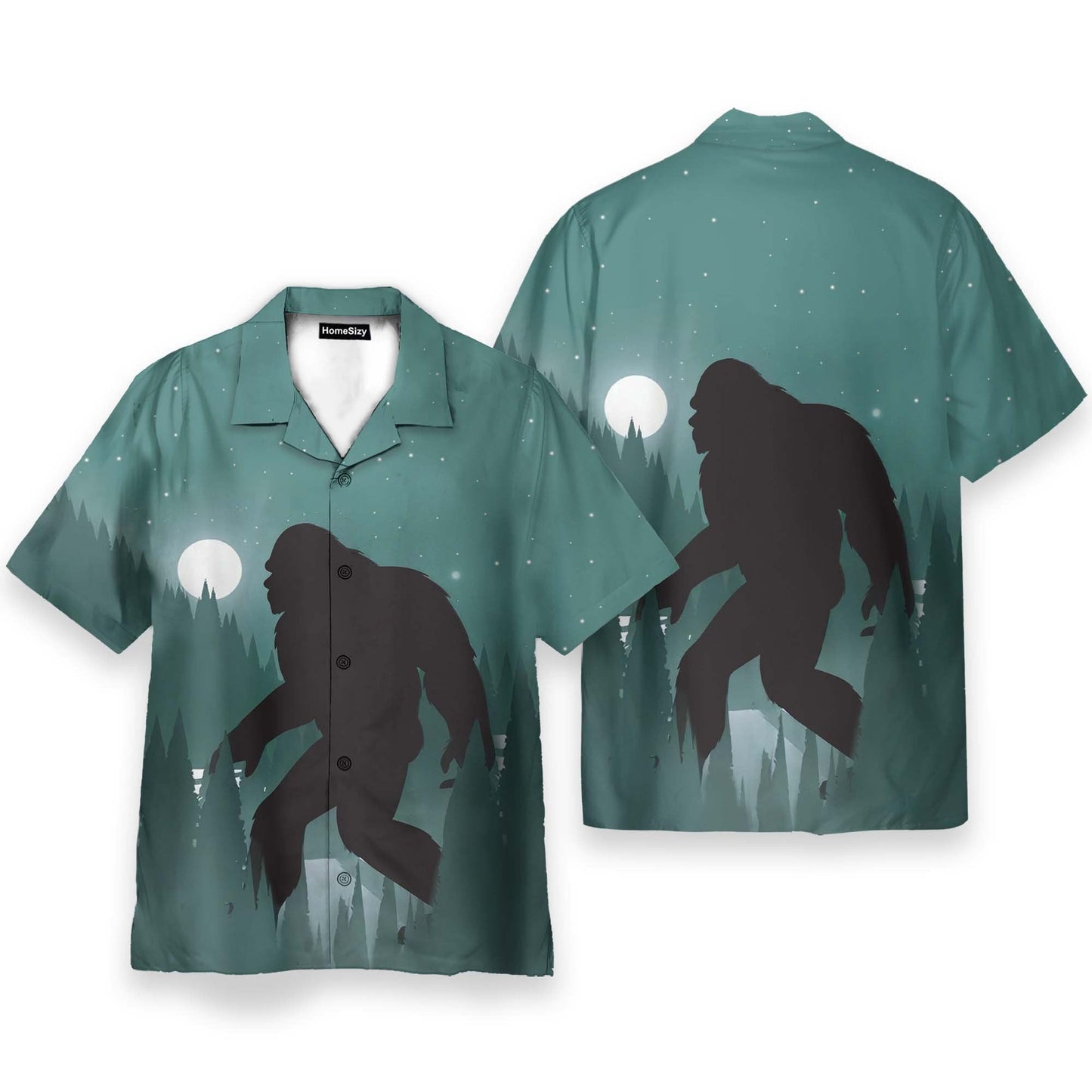 Bigfoot In Night Men's Button's Up Shirts - Hawaiian Shirt