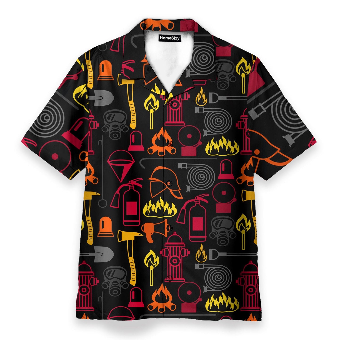 Firefighter Men's Button's Up Shirts - Hawaiian Shirt & Beach Shorts
