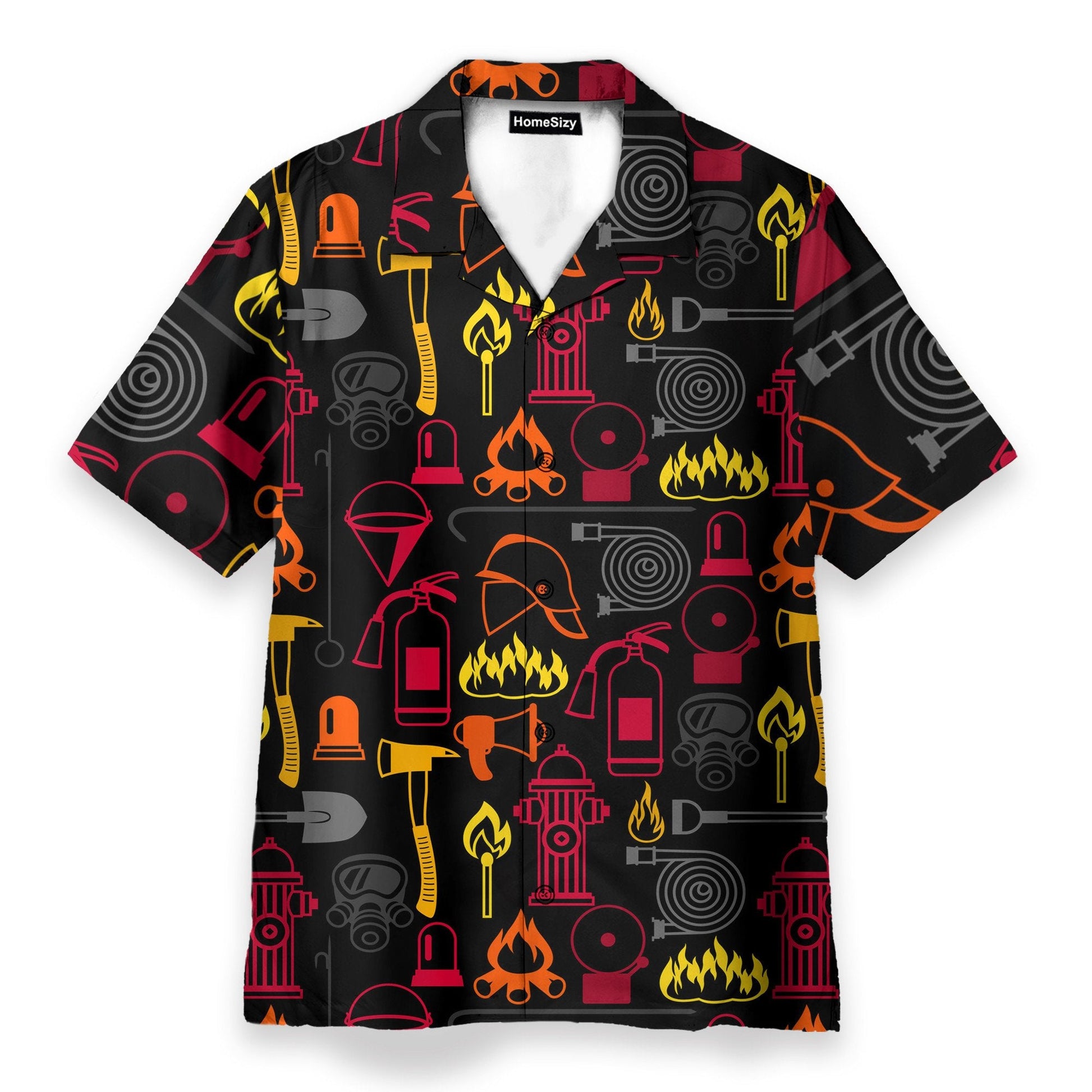 Firefighter Men's Button's Up Shirts - Hawaiian Shirt & Beach Shorts
