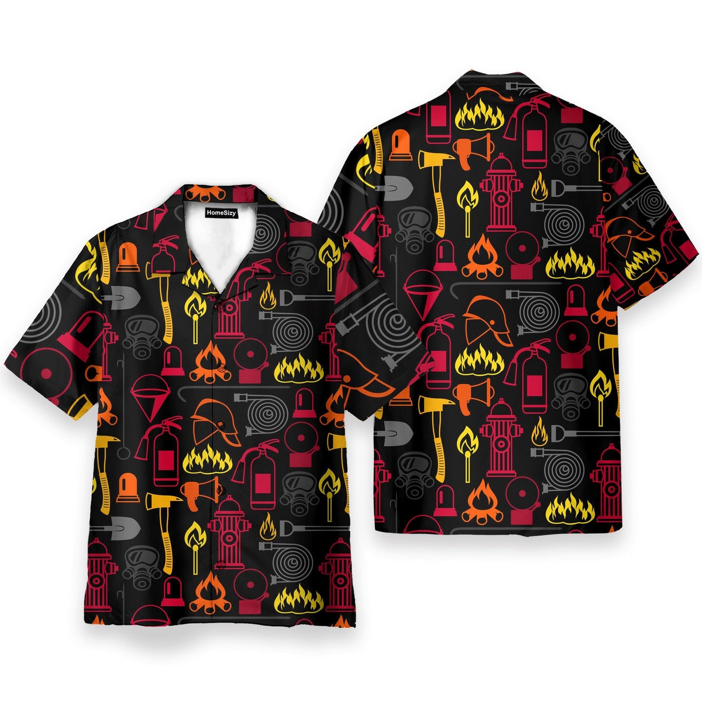 Firefighter Men's Button's Up Shirts - Hawaiian Shirt & Beach Shorts