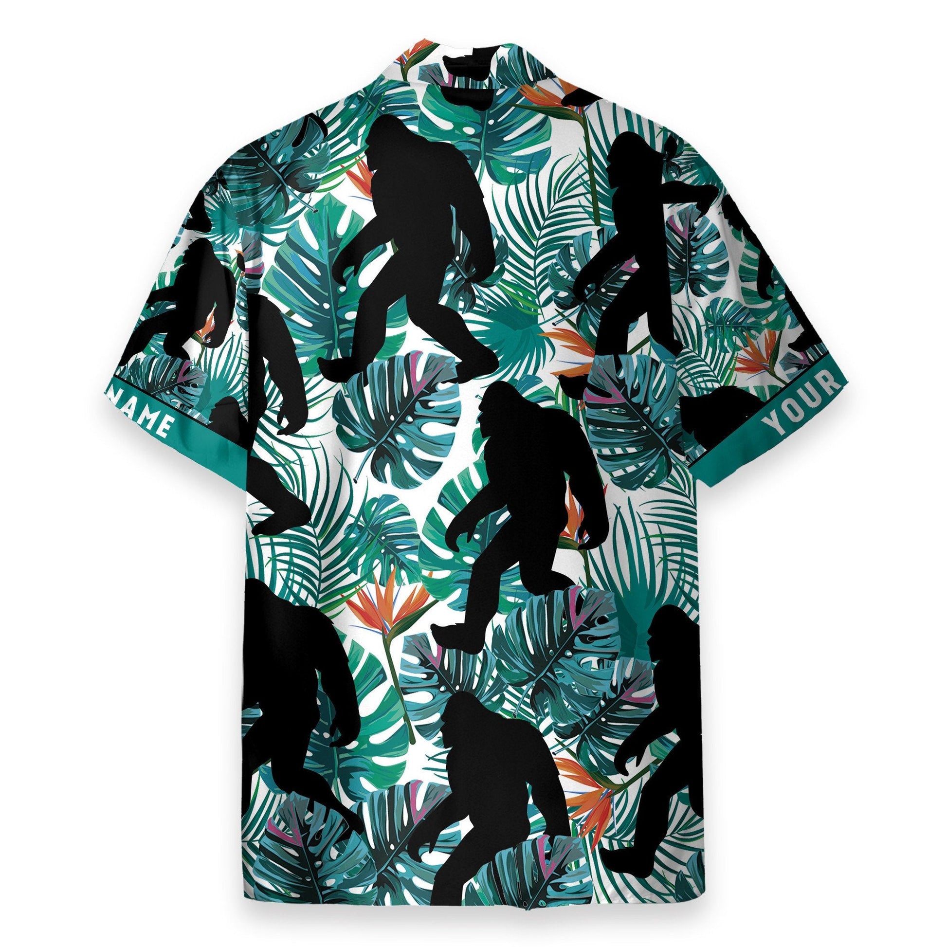 Bigfoot Walking Men's Button's Up Shirts - Hawaiian Shirt
