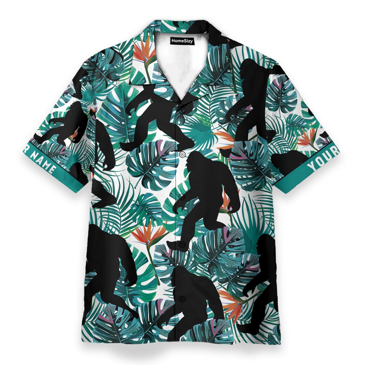 Bigfoot Walking Men's Button's Up Shirts - Hawaiian Shirt