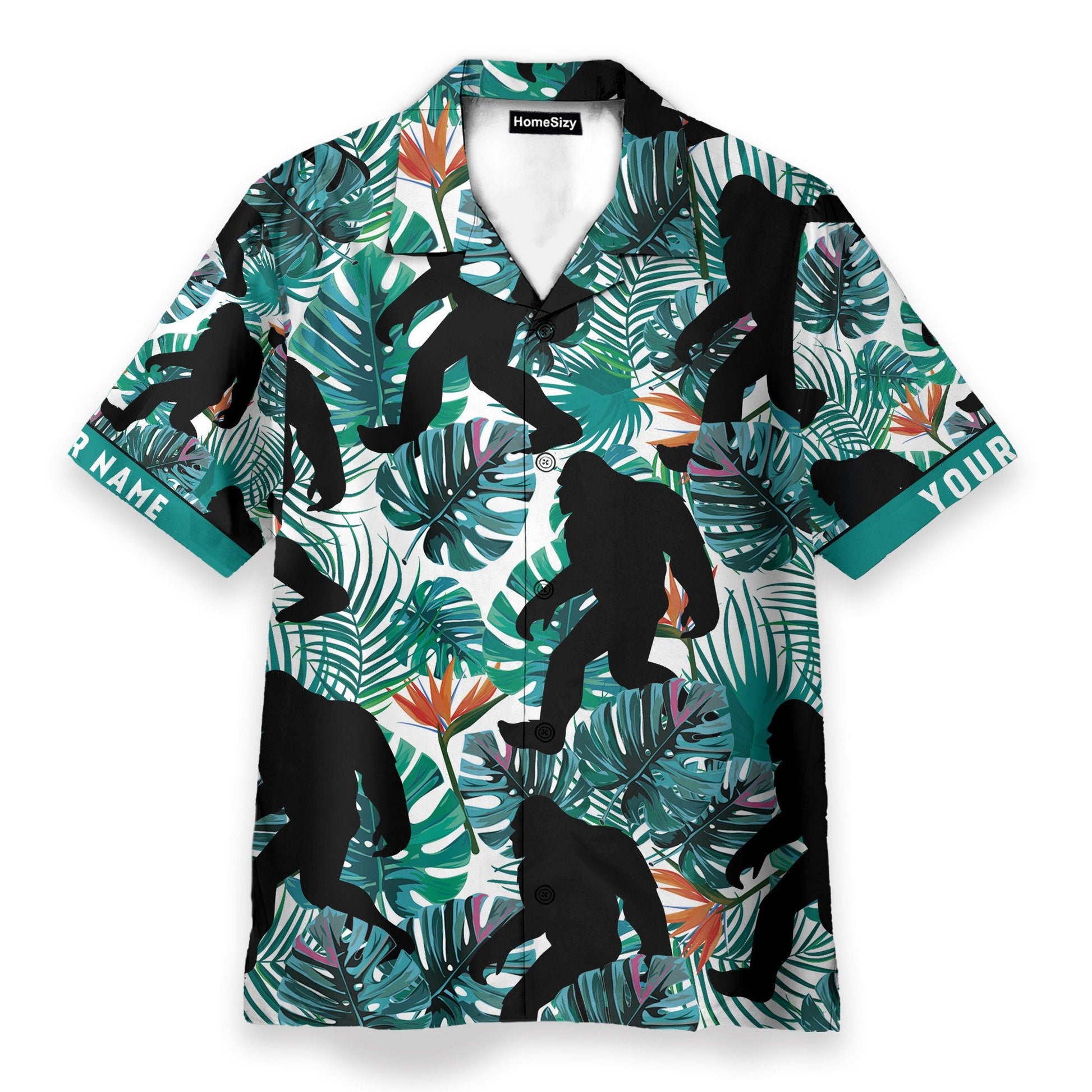 Bigfoot Walking Men's Button's Up Shirts - Hawaiian Shirt