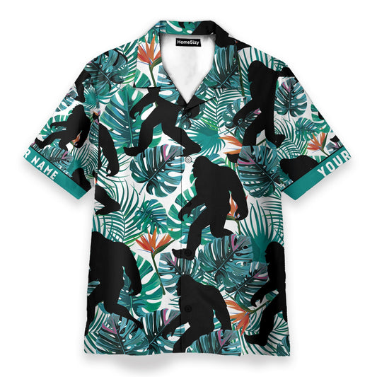 Bigfoot Walking Men's Button's Up Shirts - Hawaiian Shirt