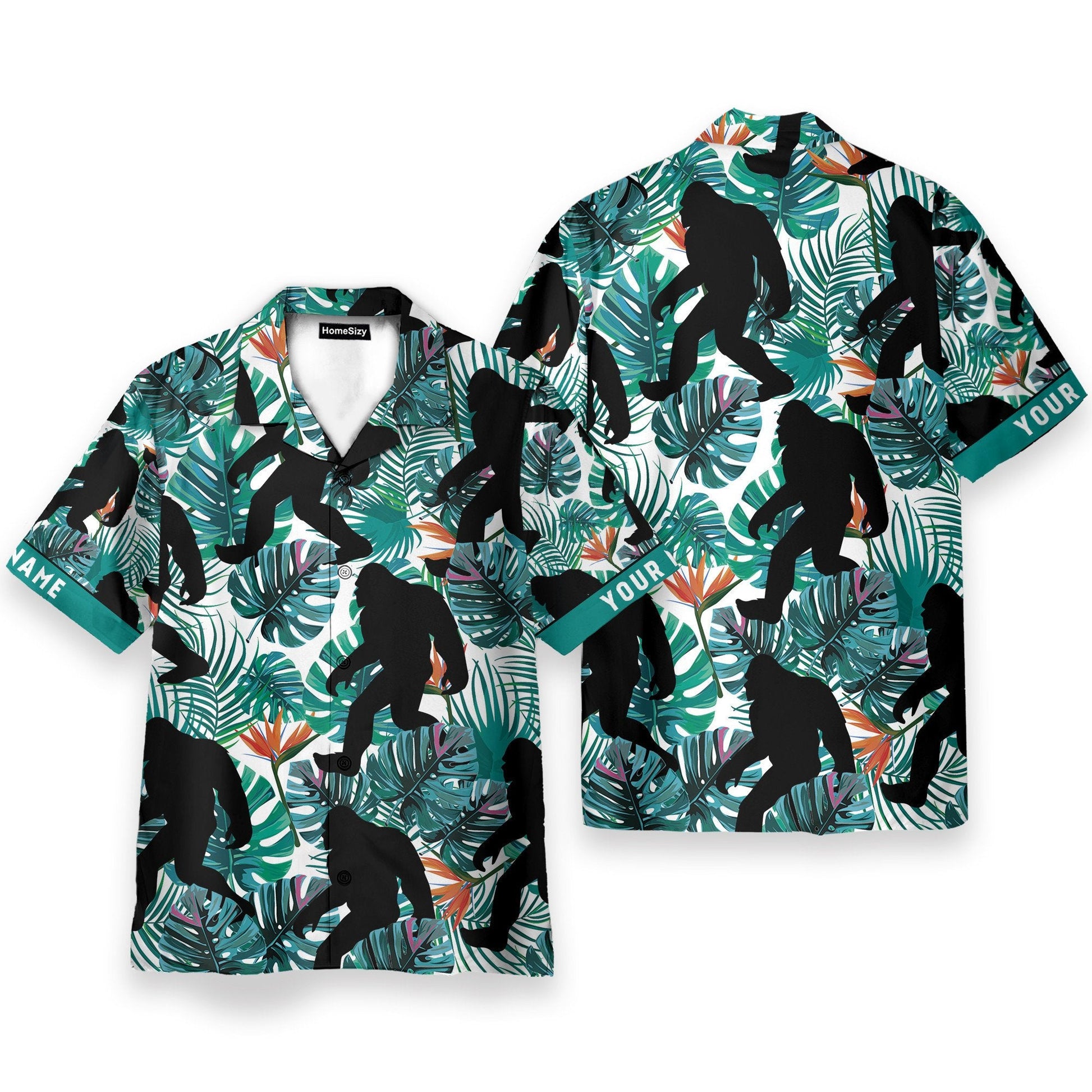 Bigfoot Walking Men's Button's Up Shirts - Hawaiian Shirt