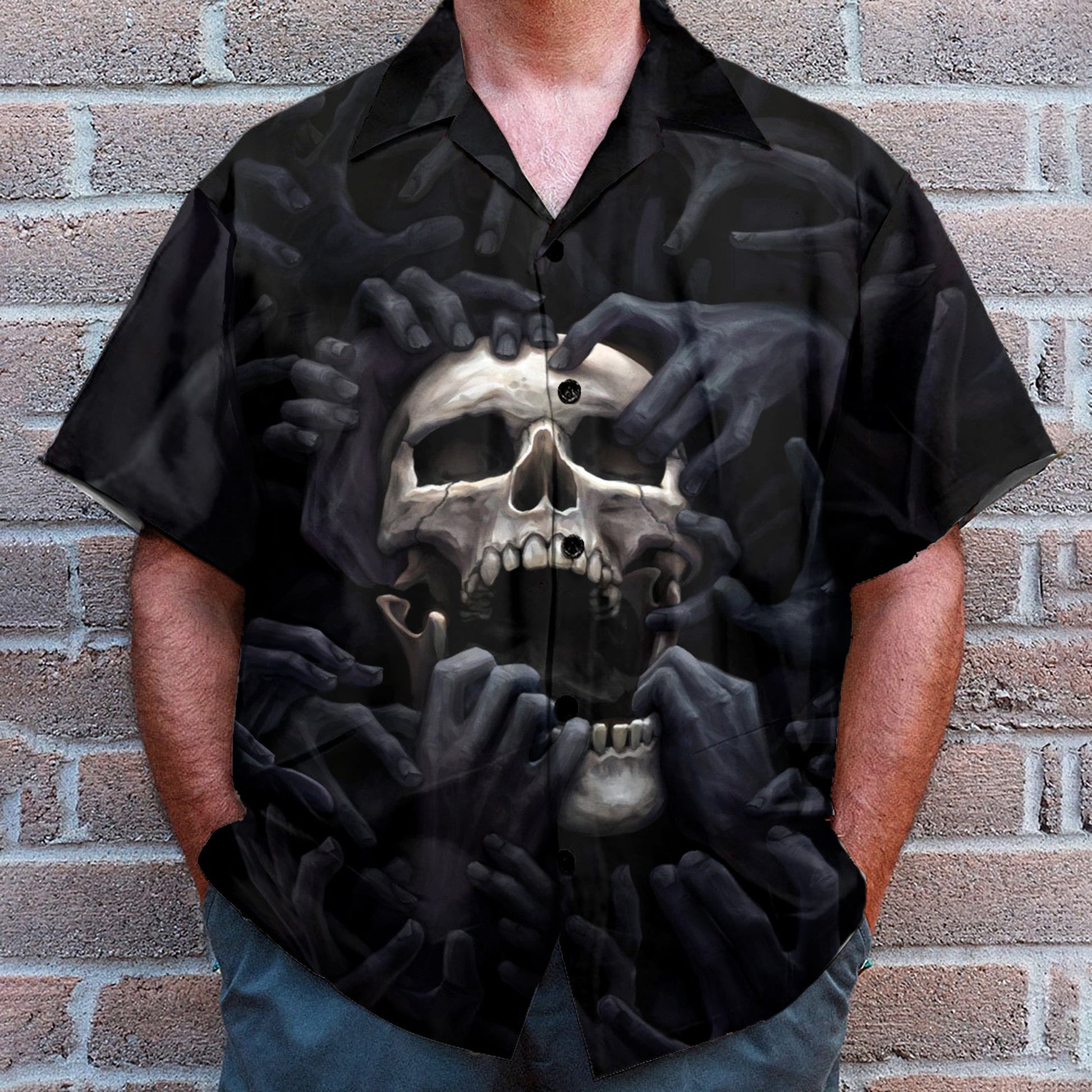 Skull Love Darkness Men's Button's Up Shirts - Hawaiian Shirt