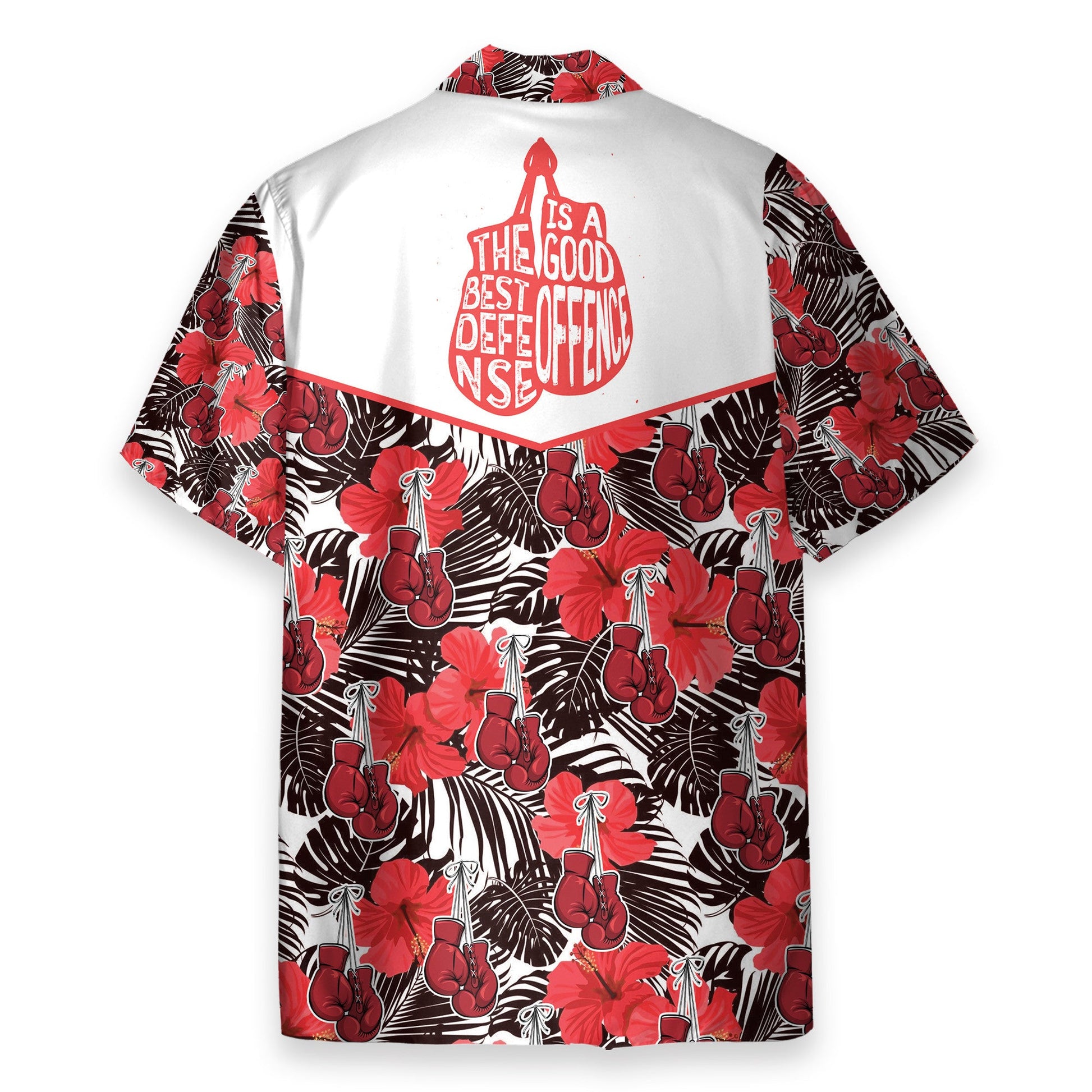 Boxing Gloves Red Flower Pattern - Hawaiian Shirt