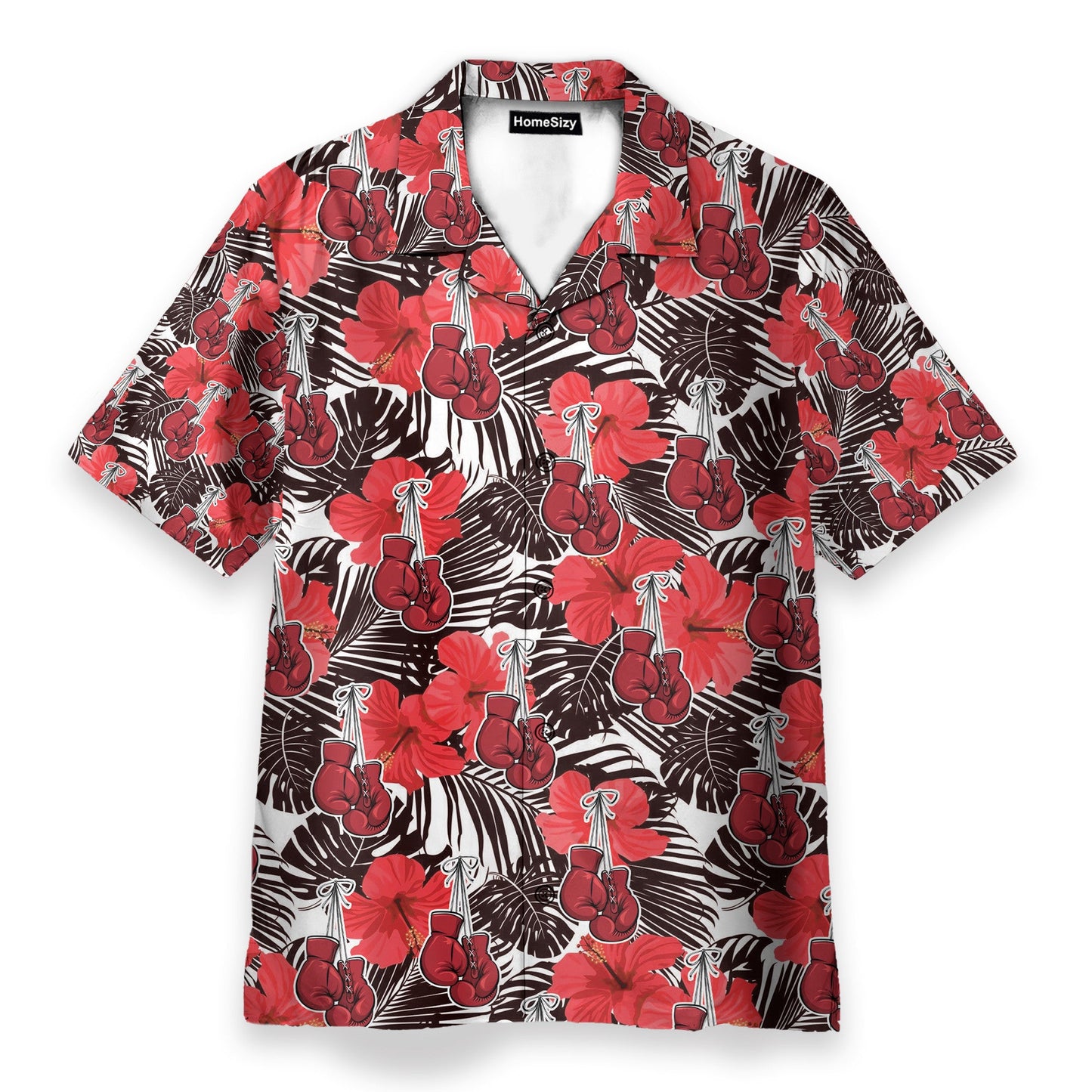 Boxing Gloves Red Flower Pattern - Hawaiian Shirt