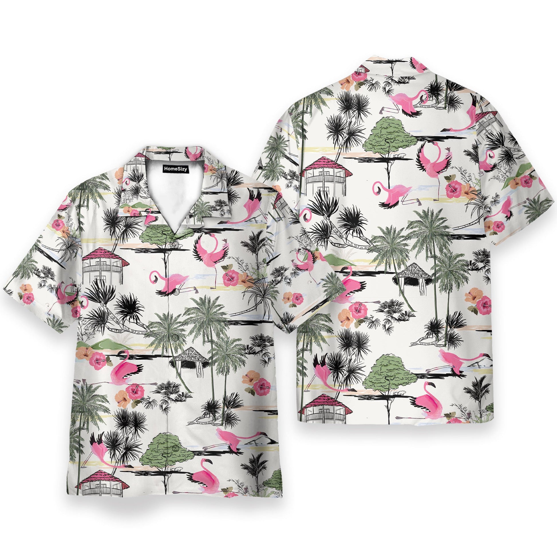 Flamingo Yoga Summer Tropical Pattern - Hawaiian Shirt & Beach Shorts