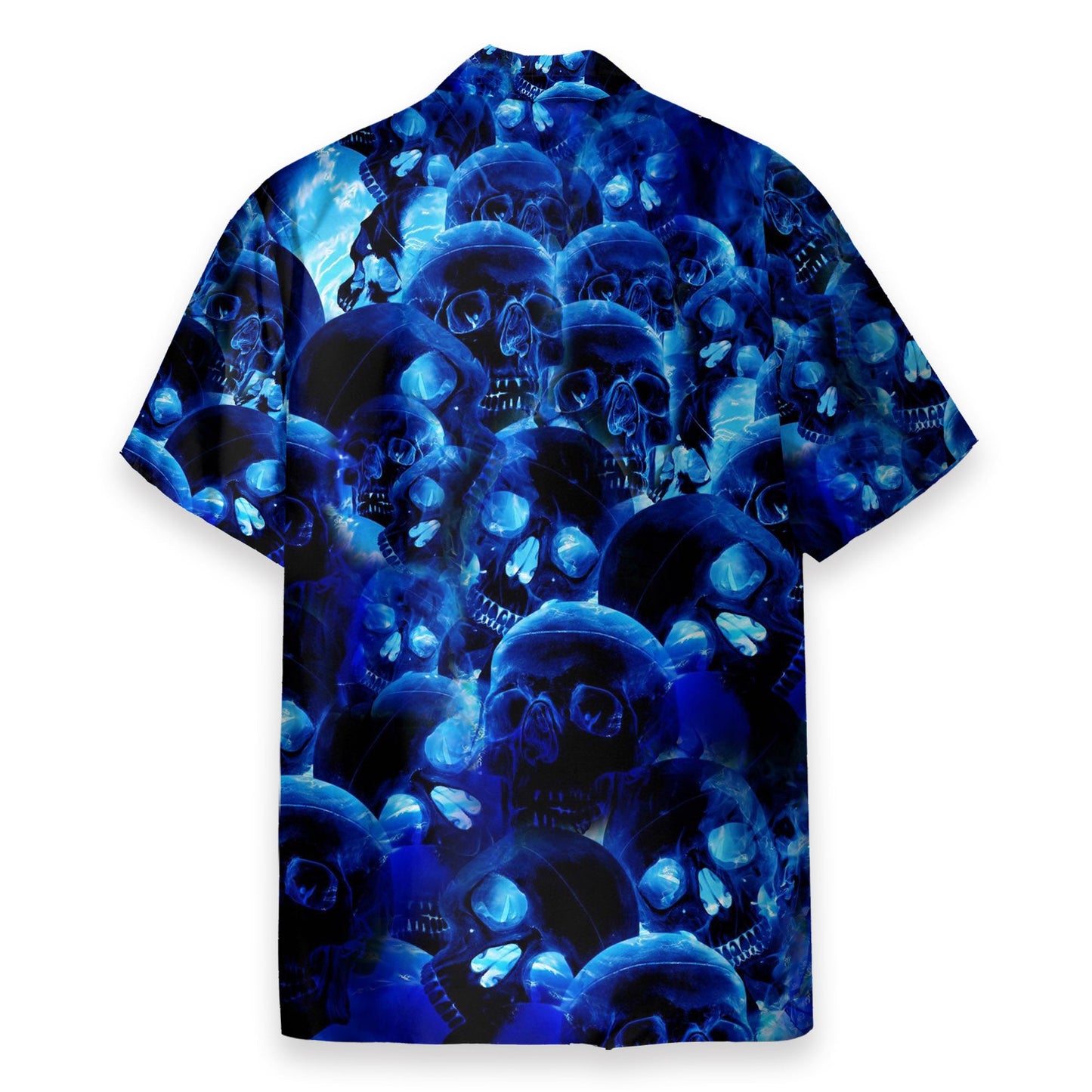 Blue Skull Men's Button Up Shirts - Hawaiian Shirt & Beach Shorts