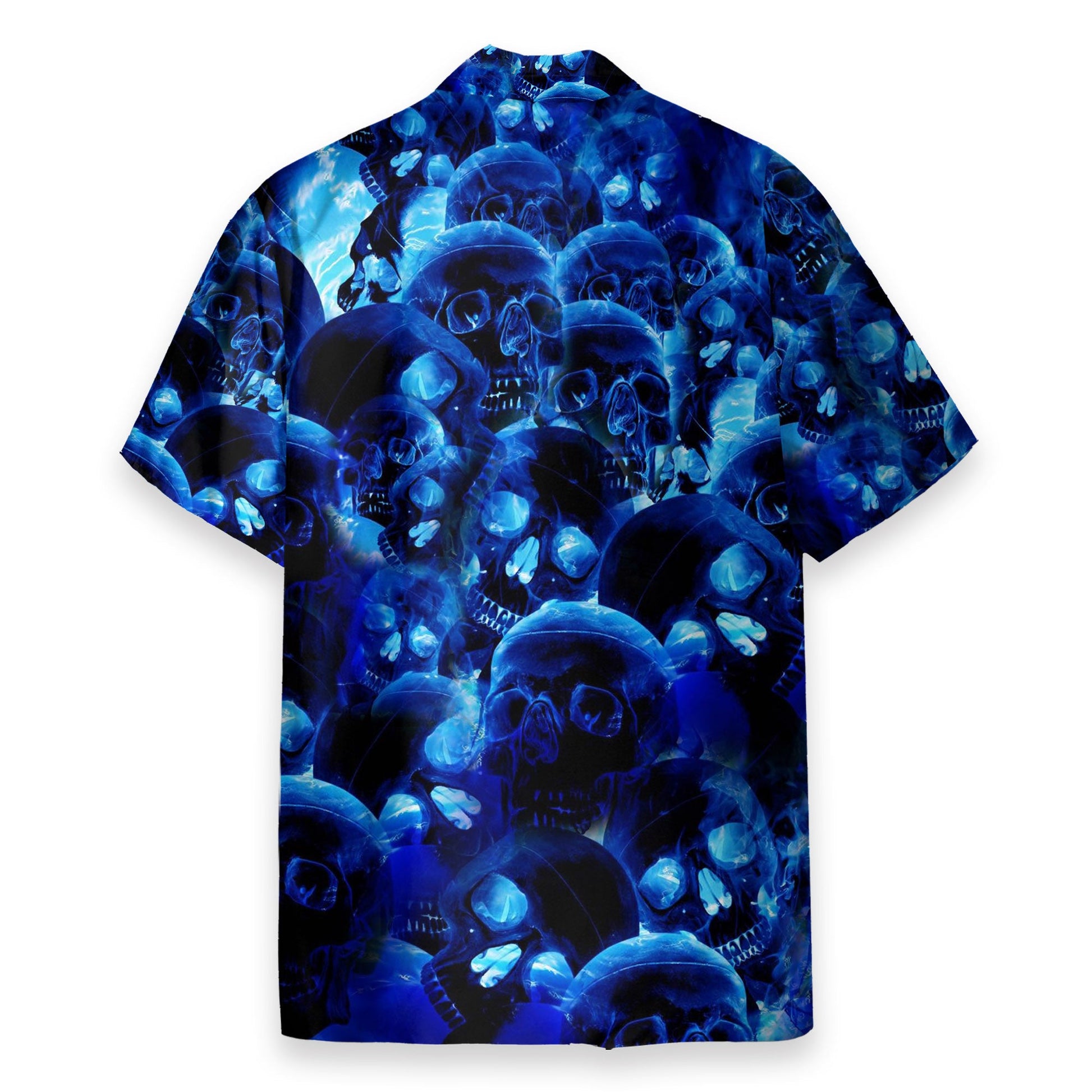 Blue Skull Men's Button Up Shirts - Hawaiian Shirt & Beach Shorts