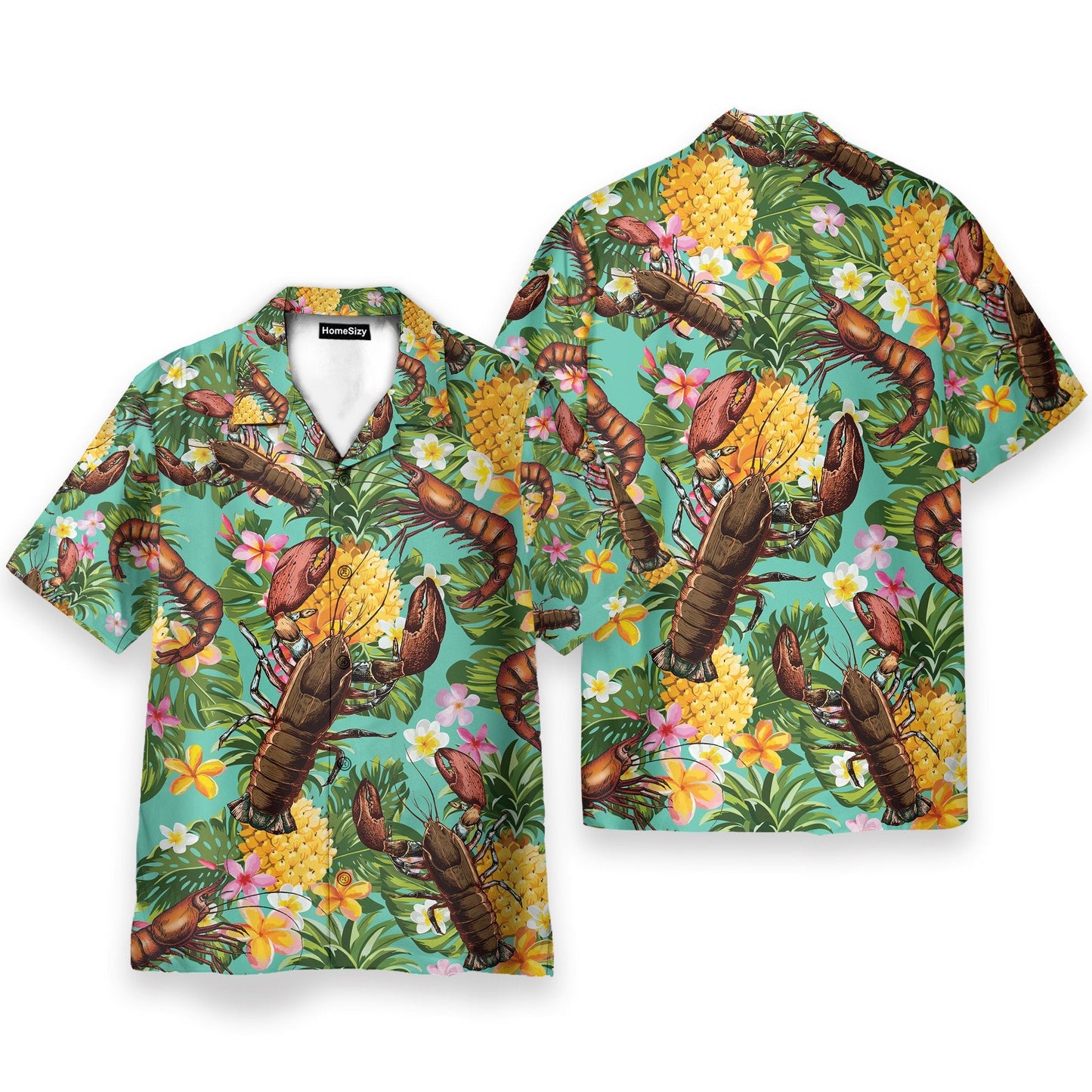 Lobster Tropical Leaves Pattern - Hawaiian Shirt & Beach Shorts