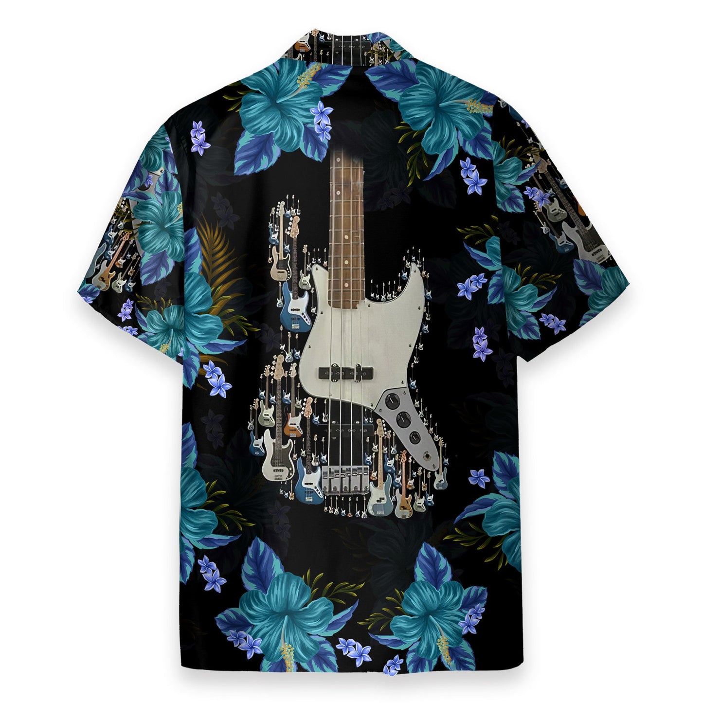 Electric Guitar Floral Tropical Pattern - Hawaiian Shirt