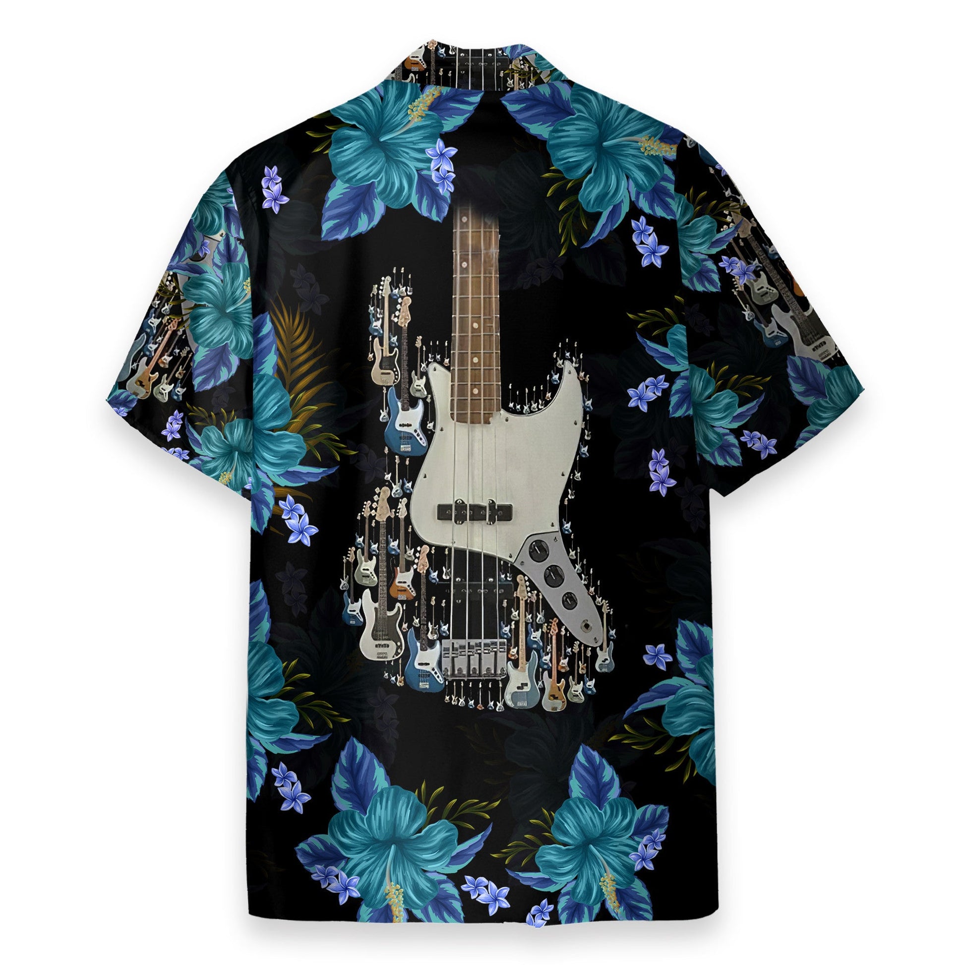 Electric Guitar Floral Tropical Pattern - Hawaiian Shirt