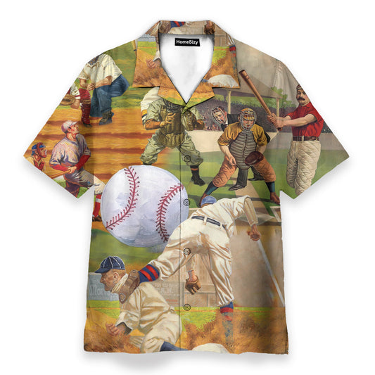 Playing Baseball Men's Button's Up Shirts - Hawaiian Shirt