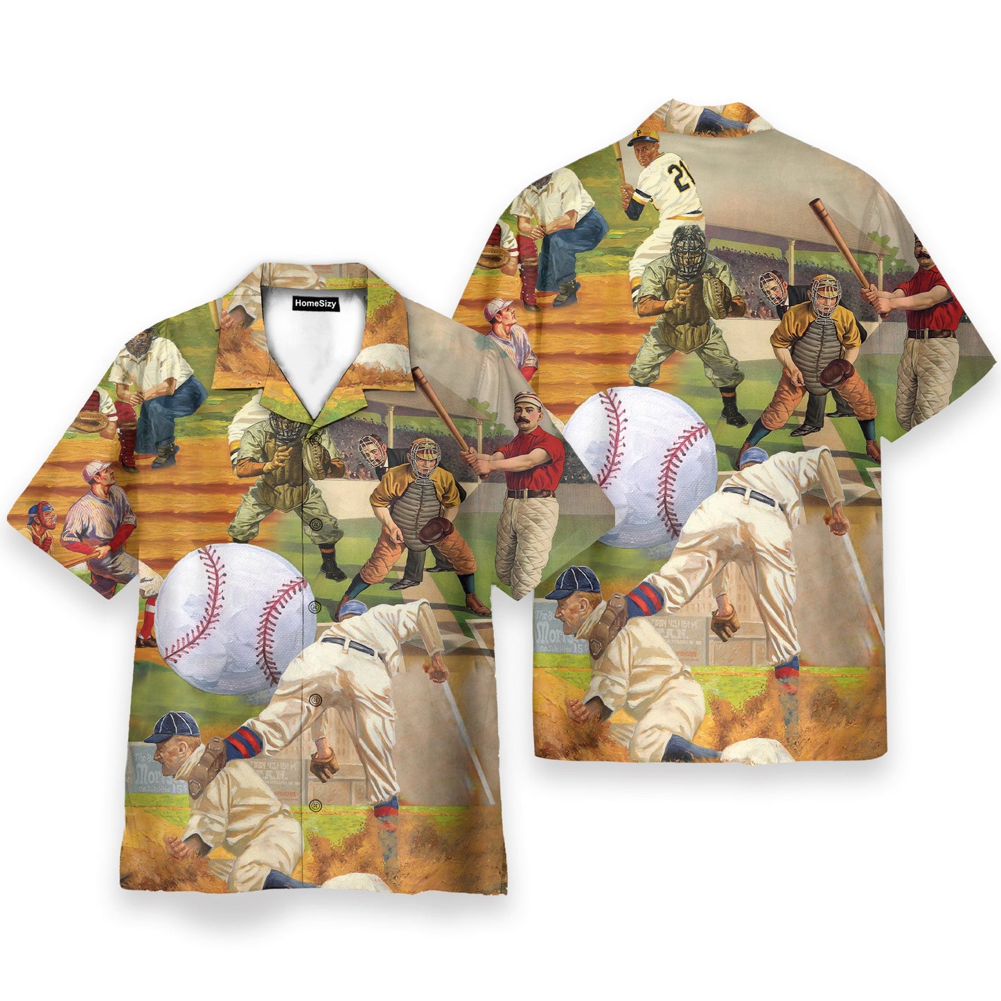 Playing Baseball Men's Button's Up Shirts - Hawaiian Shirt