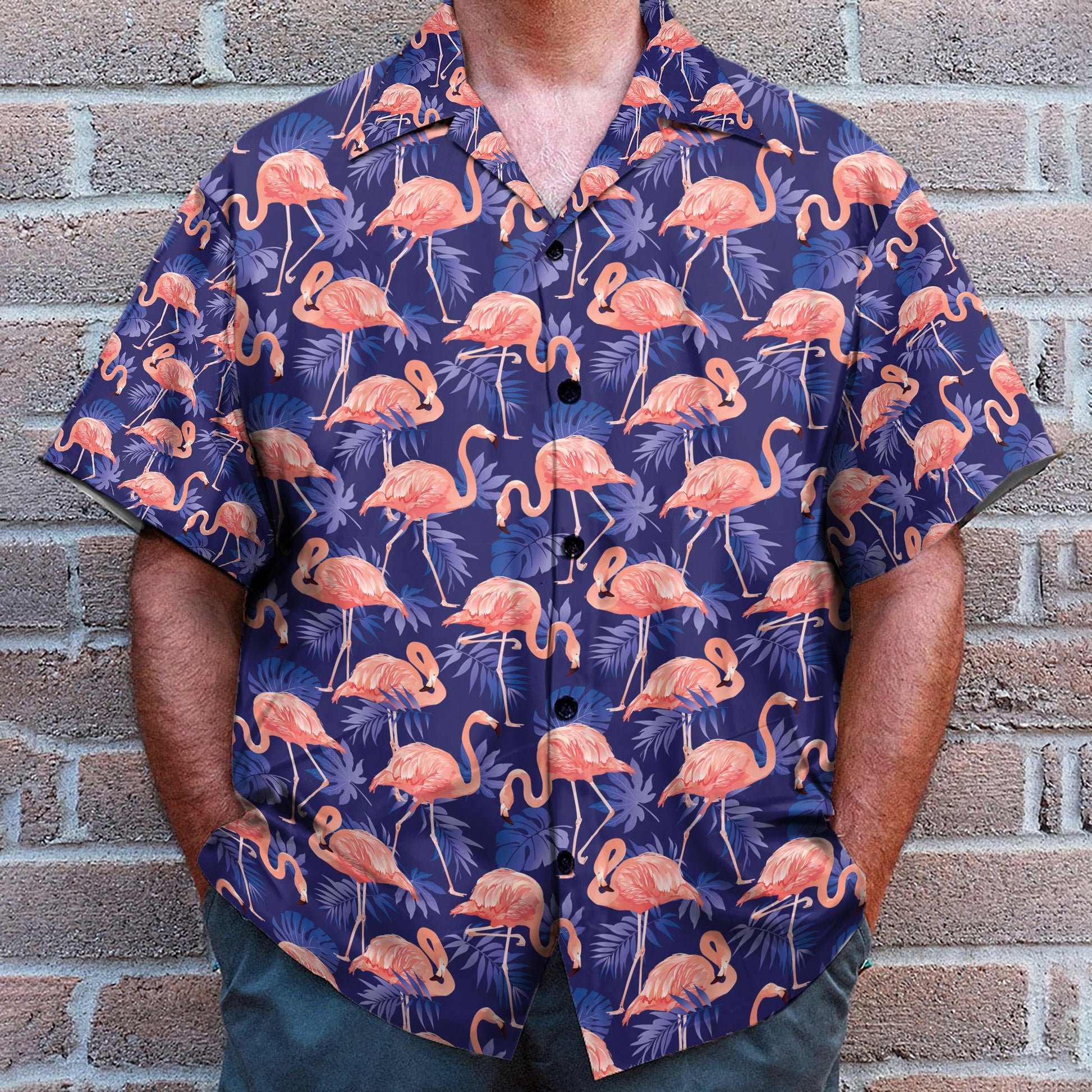 Flamingo Bird Tropical Flowers - Hawaiian Shirt & Beach Shorts