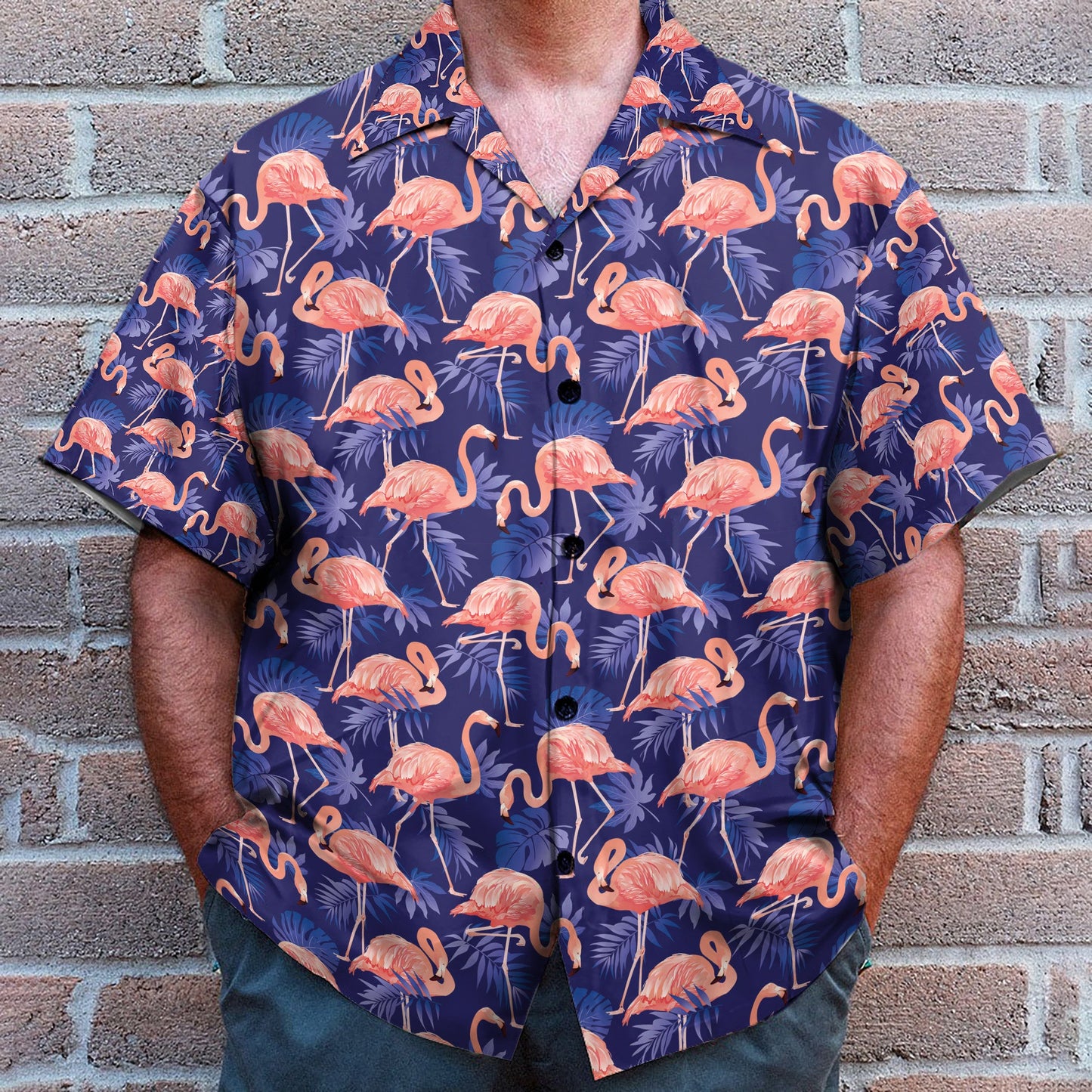 Flamingo Bird Tropical Flowers - Hawaiian Shirt & Beach Shorts
