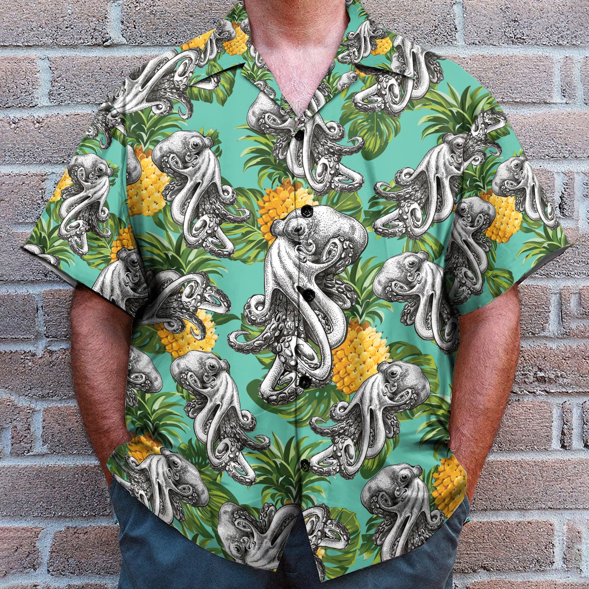 Octopus With Pineapple Summer - Hawaiian Shirt & Beach Shorts
